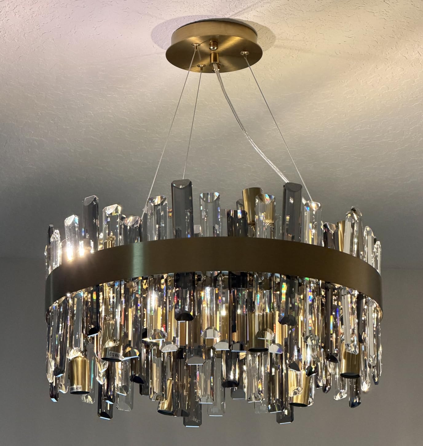 Siljoy 35.4'' Rectangular Brushed Gold Crystal Chandelier for Dining Room customer photo 1