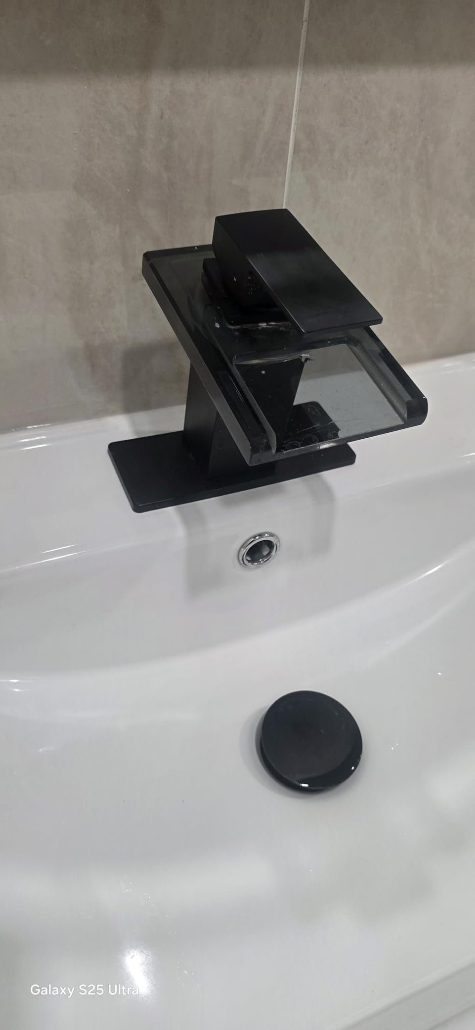 AVSIILE LED Bathroom Sink Faucet, Matte Black, Waterfall, Open Glass Spout customer photo 2