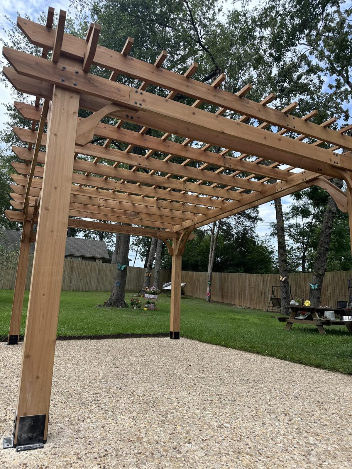 Backyard Discovery Beaumont 16' x 12' Traditional Cedar Wood Pergola Kit with Trellis Roof, All-Season Durability, High-Wind Rating, PowerPort, Shade for Outdoor Patio, Deck, Garden, and Entertaining customer photo 1