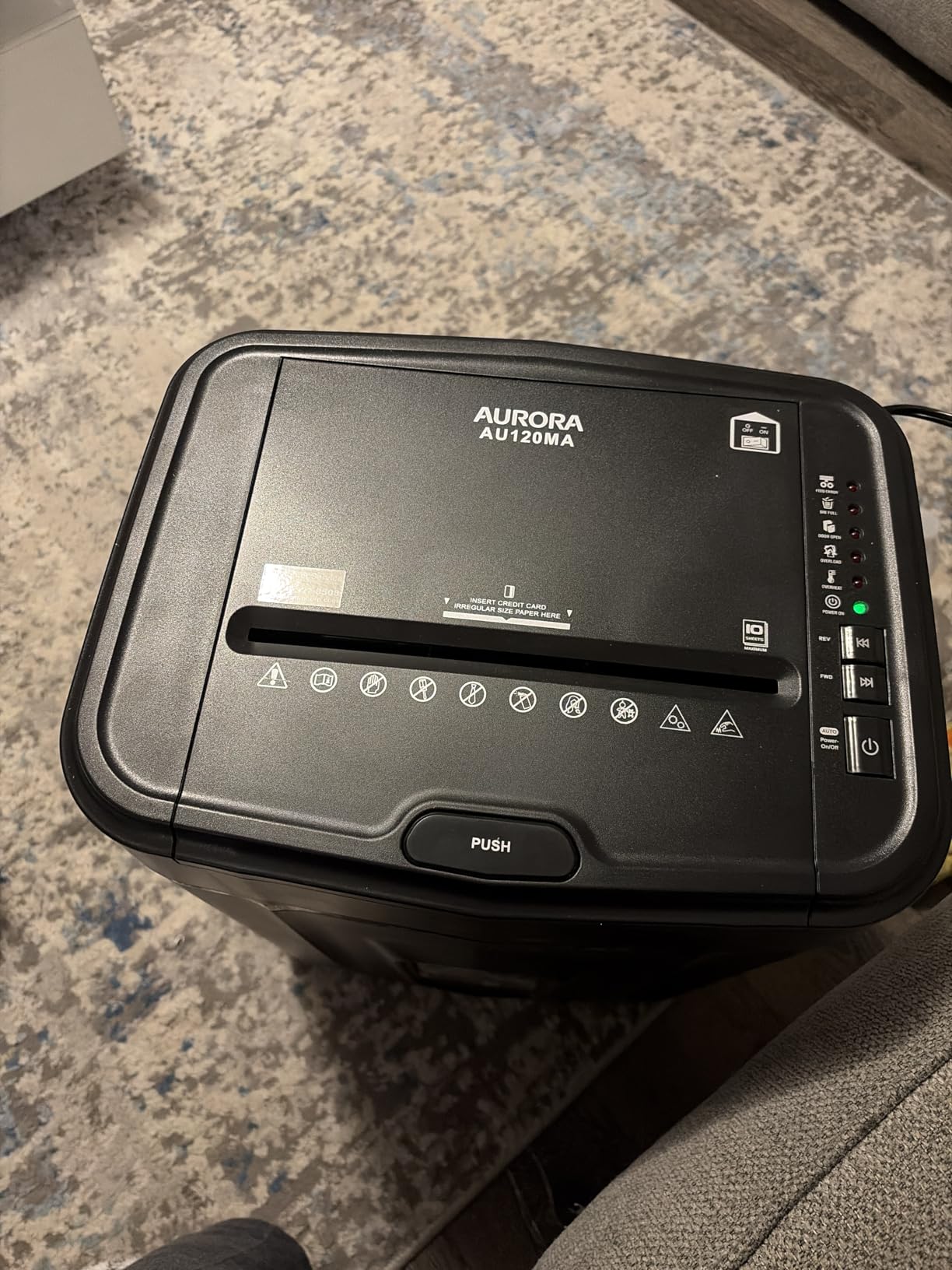 Aurora AU120MA 120-Sheet Auto Feed High Security Micro-Cut Paper Shredder / 30 Minutes (Black) customer photo 2