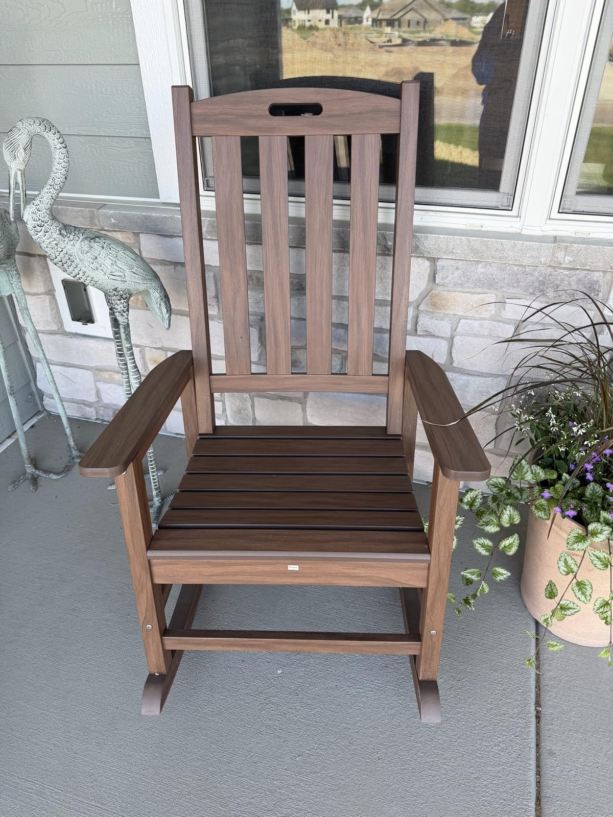 Psilvam Oversized Outdoor Rocking Chair, HDPE Porch Rocker (Black) customer photo 1