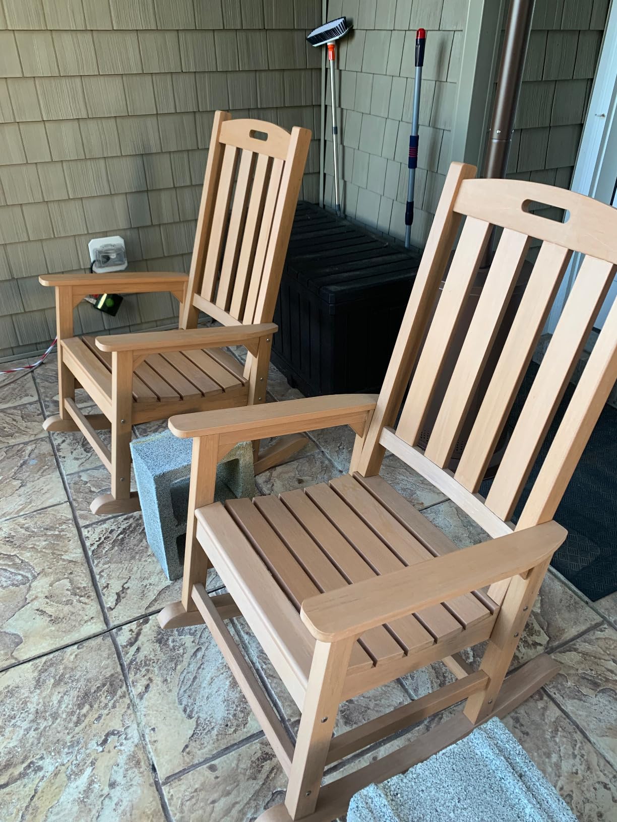 Psilvam Oversized Outdoor Rocking Chair, HDPE Porch Rocker (Black) customer photo 2