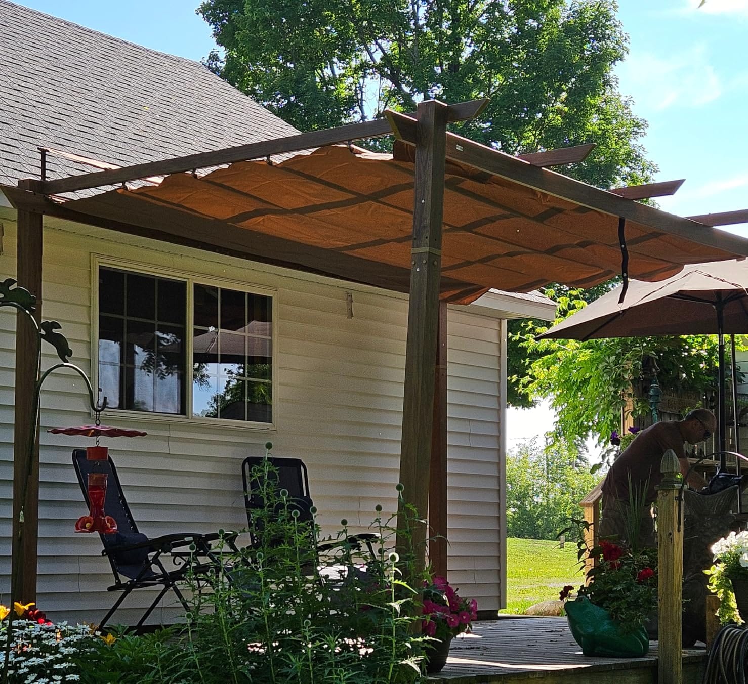 Domi 11’ X 16’ Outdoor Retractable Pergola with Weather-Resistant Canopy Aluminum Garden Pergola Patio Grill Gazebo for Courtyard customer photo 2