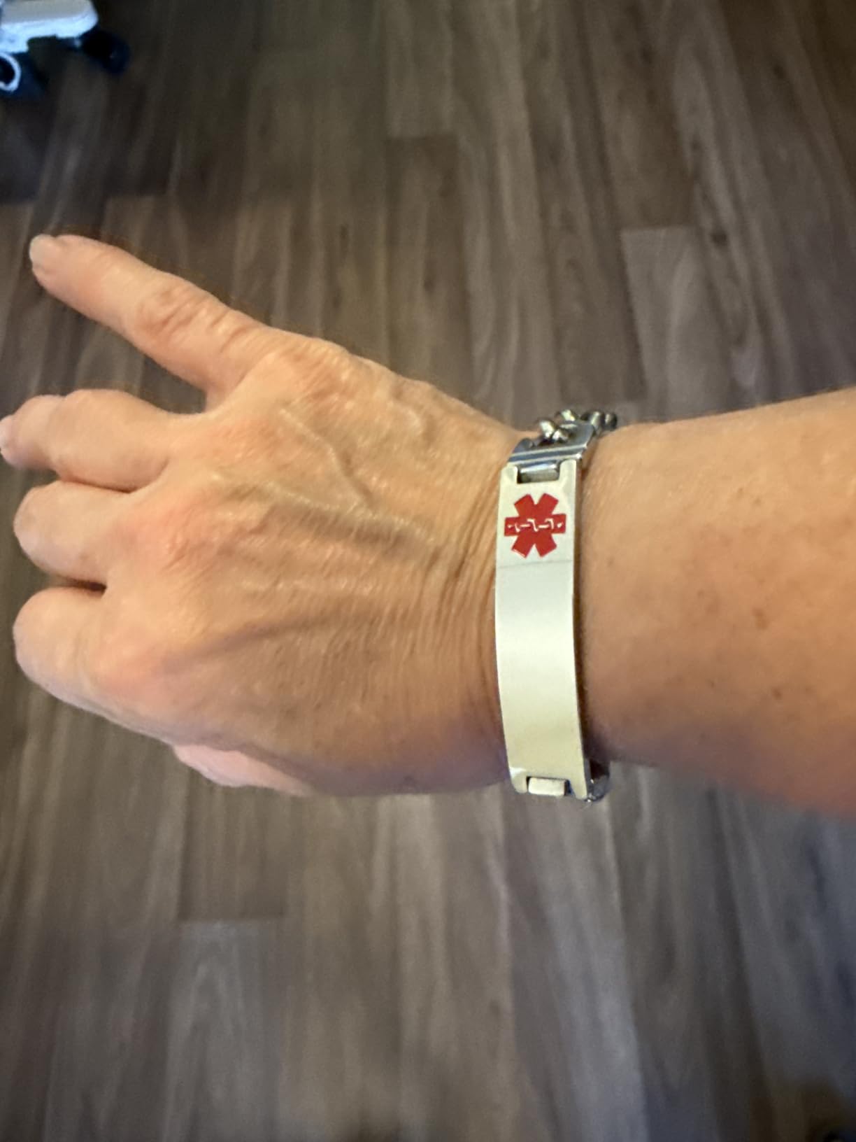 Custom Medical Alert Bracelet Engraved Emergency ID Stainless Steel Bracelets for Adults Men Women 7.5-8.5-9.8 Inch customer photo 1