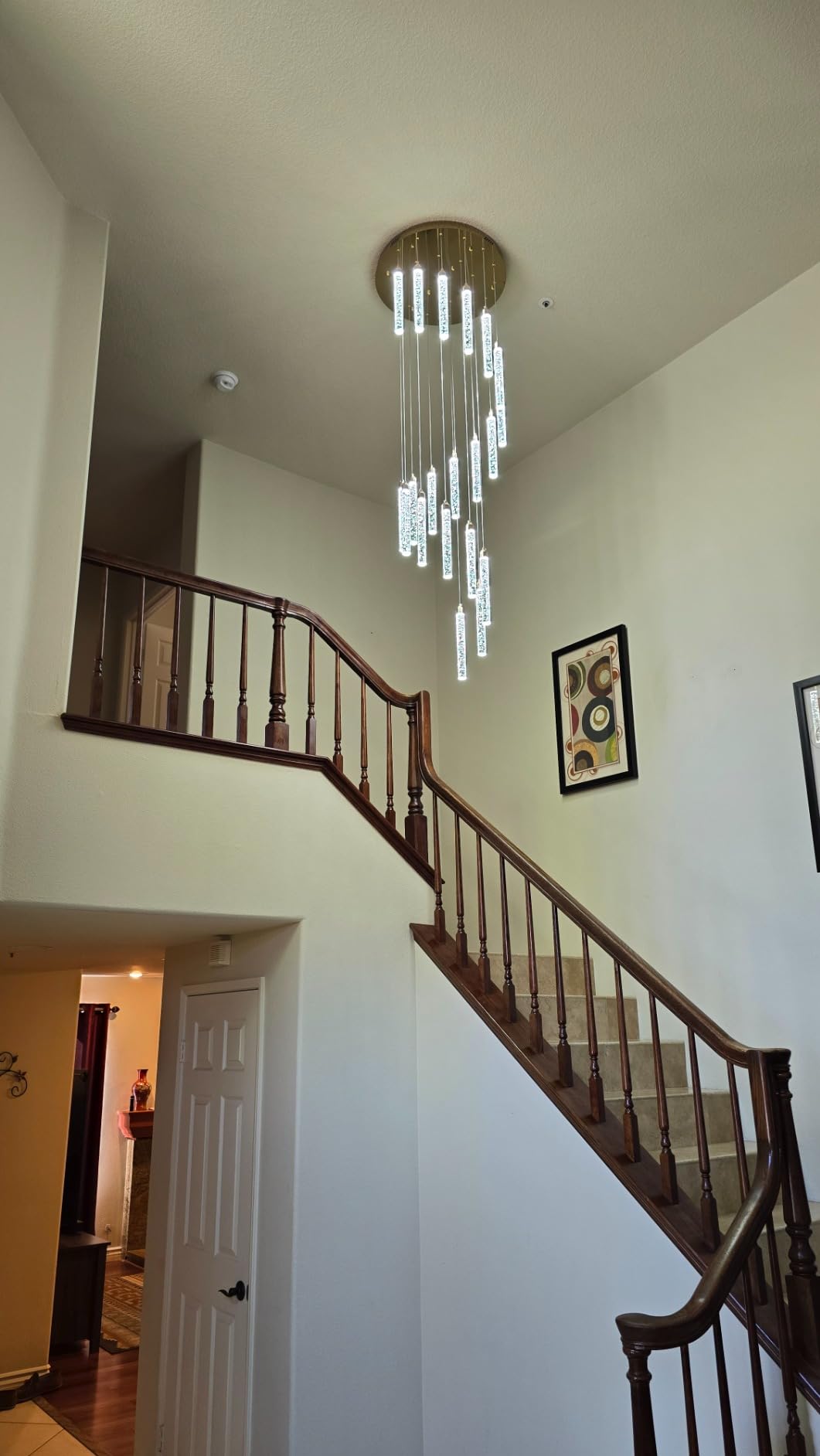 12-Lights Modern Chandeliers for Entryway High Ceiling Chandelier LED Dimmable Long Lights Fixture Pendants Lighting Crystal Chandeliers for Hallway Foyer Living Room Black Finished Lighting customer photo 1