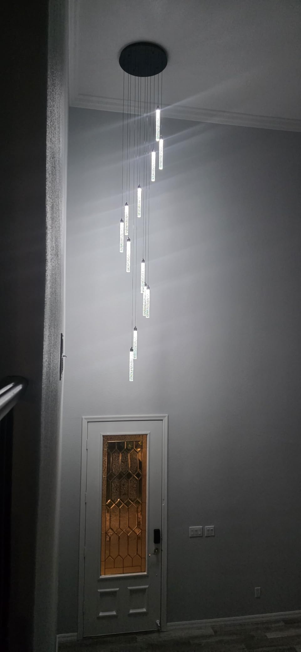 12-Lights Modern Chandeliers for Entryway High Ceiling Chandelier LED Dimmable Long Lights Fixture Pendants Lighting Crystal Chandeliers for Hallway Foyer Living Room Black Finished Lighting customer photo 2