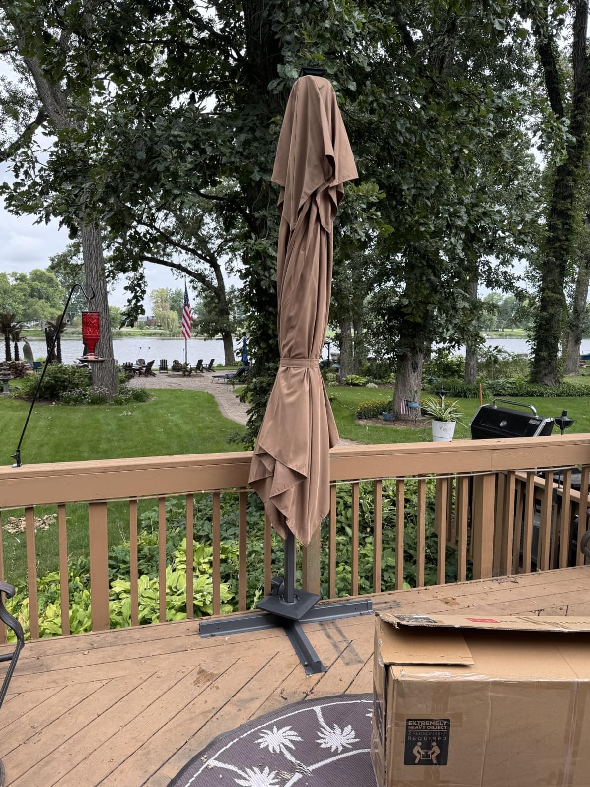 Best Choice Products 10x10ft Cantilever Patio Umbrella w/Base Included, Solar LED Lights 360 Rotation Large Offset Hanging Outdoor Shade for Deck Pool Backyard w/Stand – Tan customer photo 1
