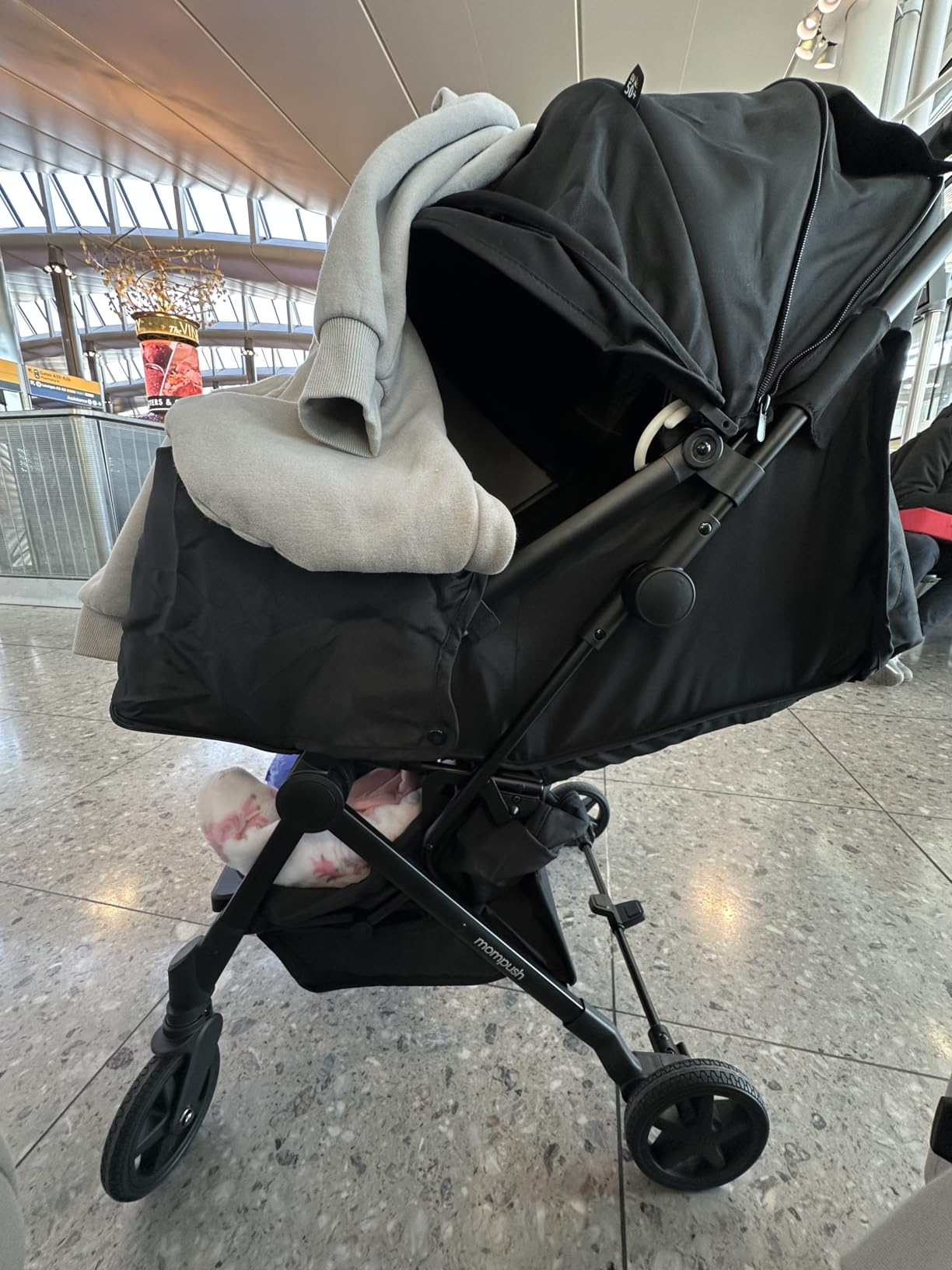 Mompush Lithe V2 Lightweight Travel Stroller Snack Tray Included, Khaki customer photo 2