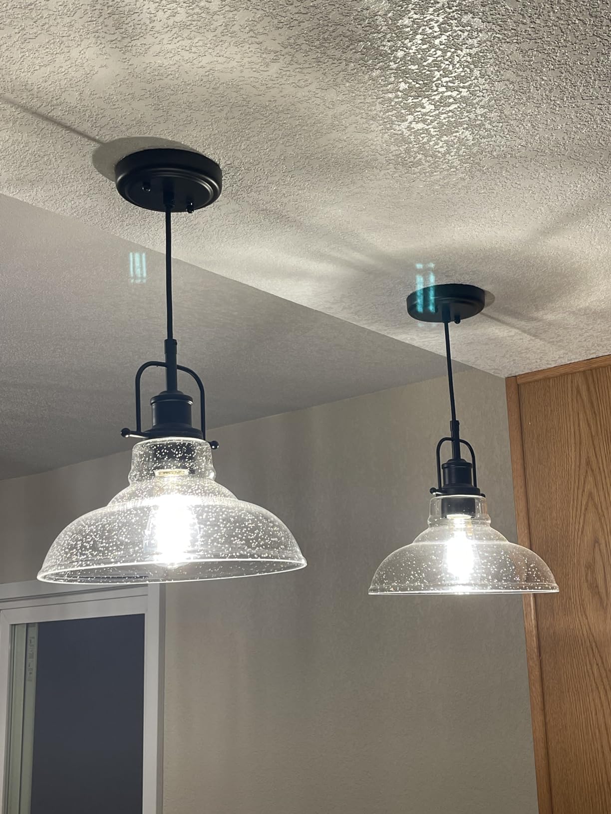 Zlepmlla Glass Pendant Light, Black Famrhouse Pendant Light Fixture customer photo 2
