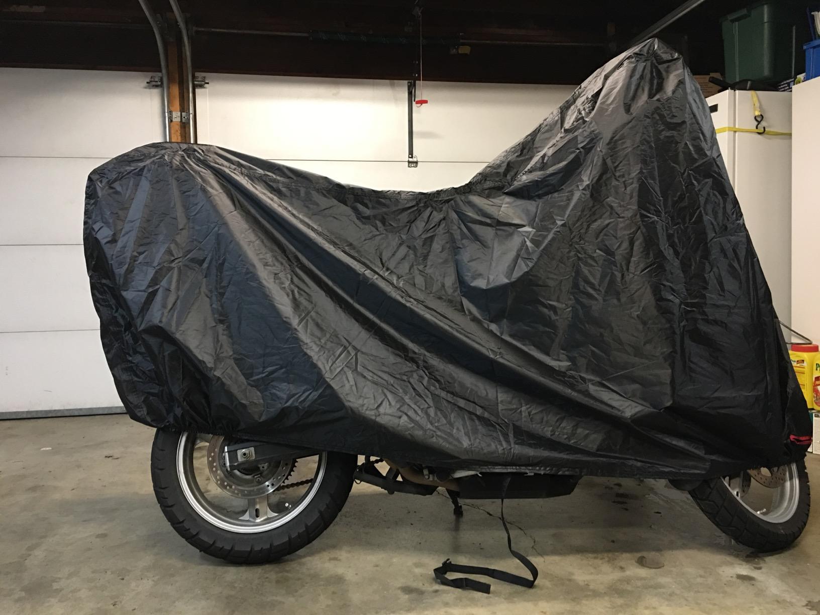 Anglink Waterproof Motorcycle Cover, 210D Oxford Heavy Duty Motorbike Cover for Outdoor Storage, Rain Sun Dust UV Protection with Lock Holes, Universal Fit up to 96.5