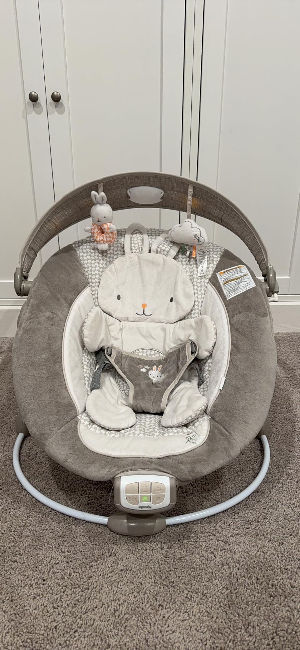 Ingenuity InLighten Baby Bouncer Seat with Light Up-Toy Bar and Bear Tummy Time Pillow Mat - Nate, Newborn and up customer photo 2