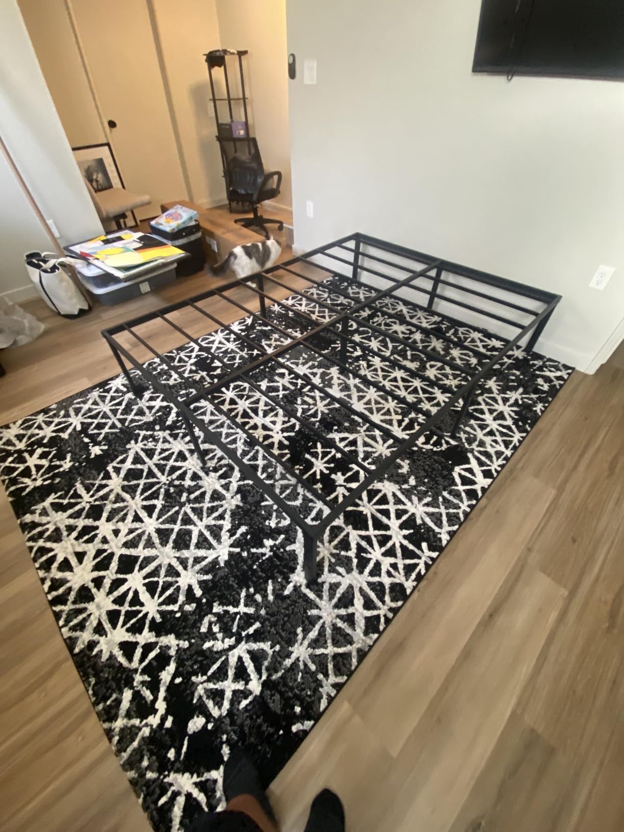Hafenpo 18 Inch Full Bed Frame, Under Bed Storage, Black customer photo 2