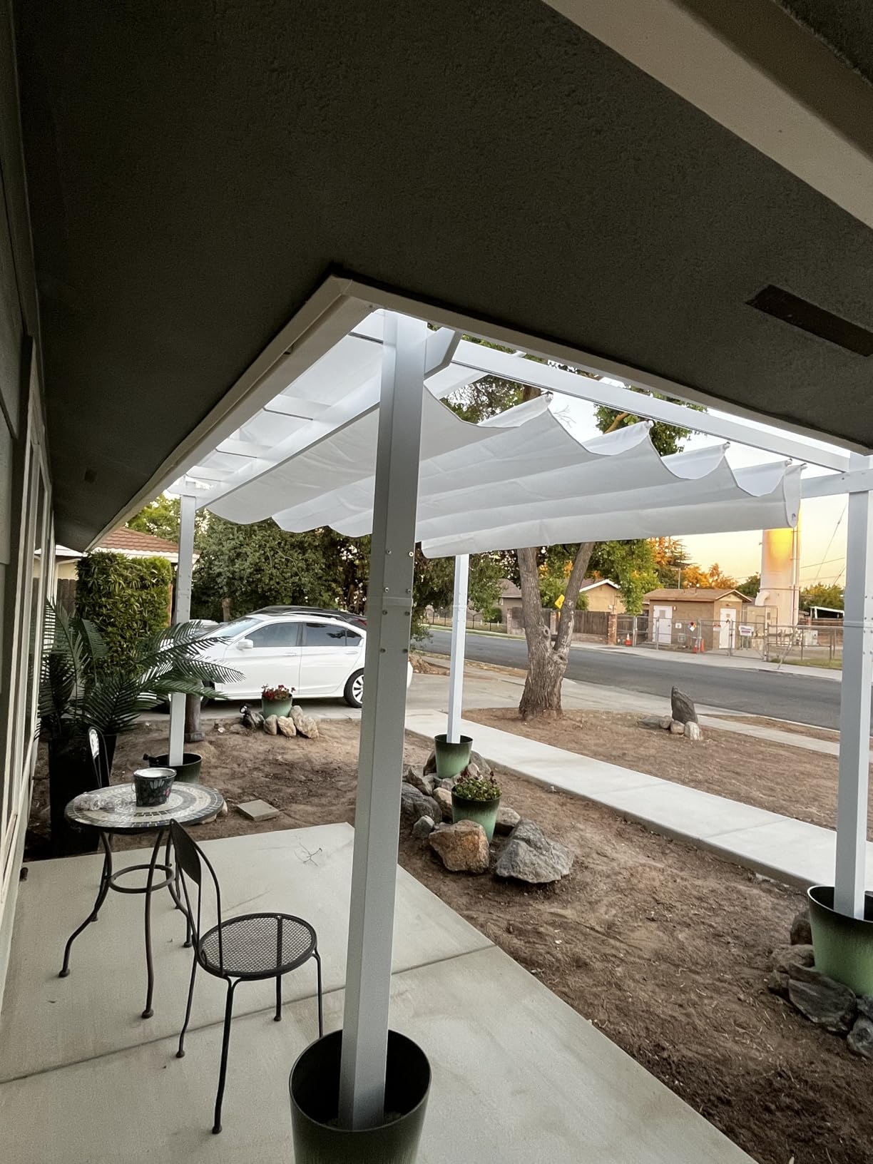 PURPLE LEAF Retractable Pergola 10' x 13' White Pergola, Extra Canopy, Grey customer photo 2