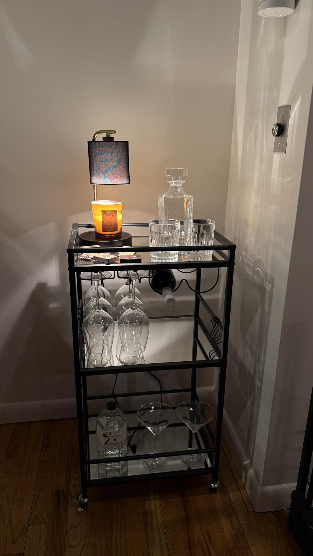 TUTOTAK Gold Bar Cart with 2 Mirrored Shelves, Wine Rack & Glass Holder customer photo 1