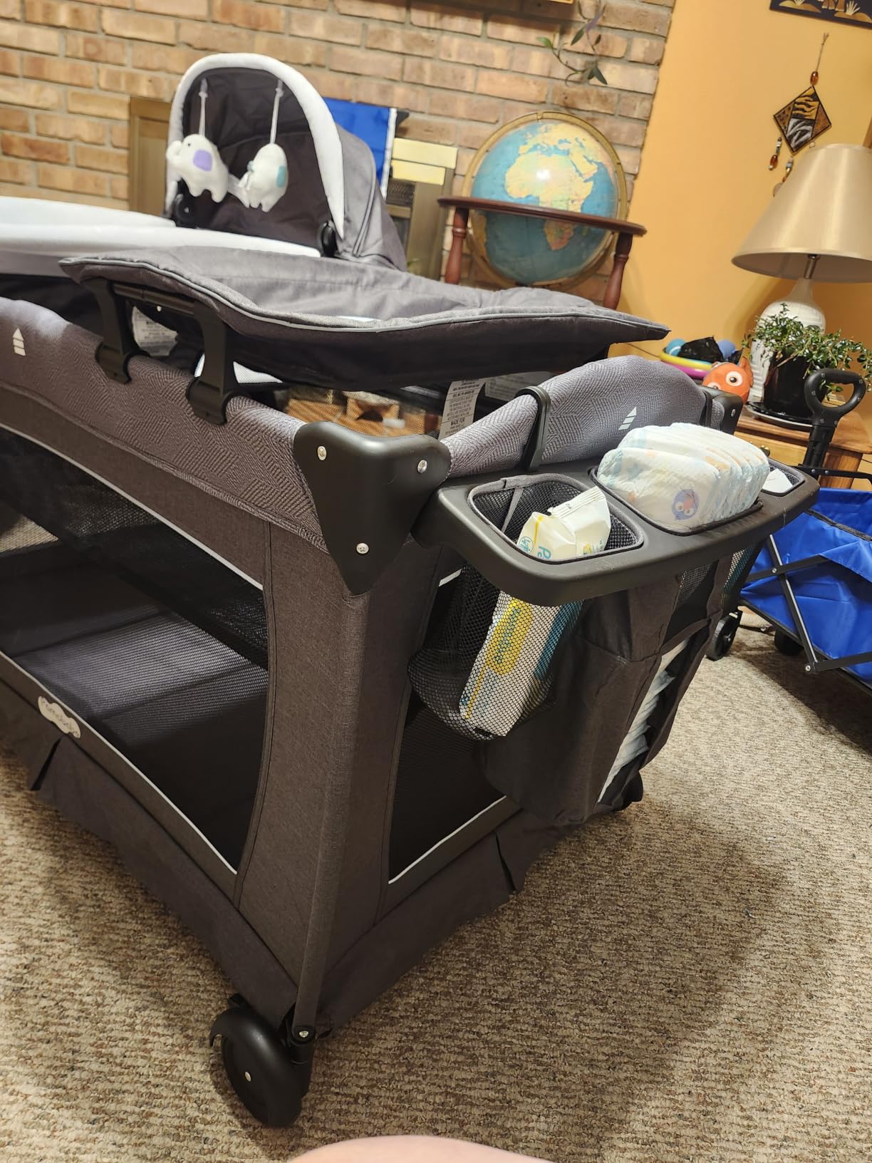 Pamo Babe Pack and Play 4-in-1 Baby Playard with Bassinet & Changing Table, Foldable Portable Playpen with Mattress, Travel Crib for Newborn to Toddler 0-36M-Black customer photo 2