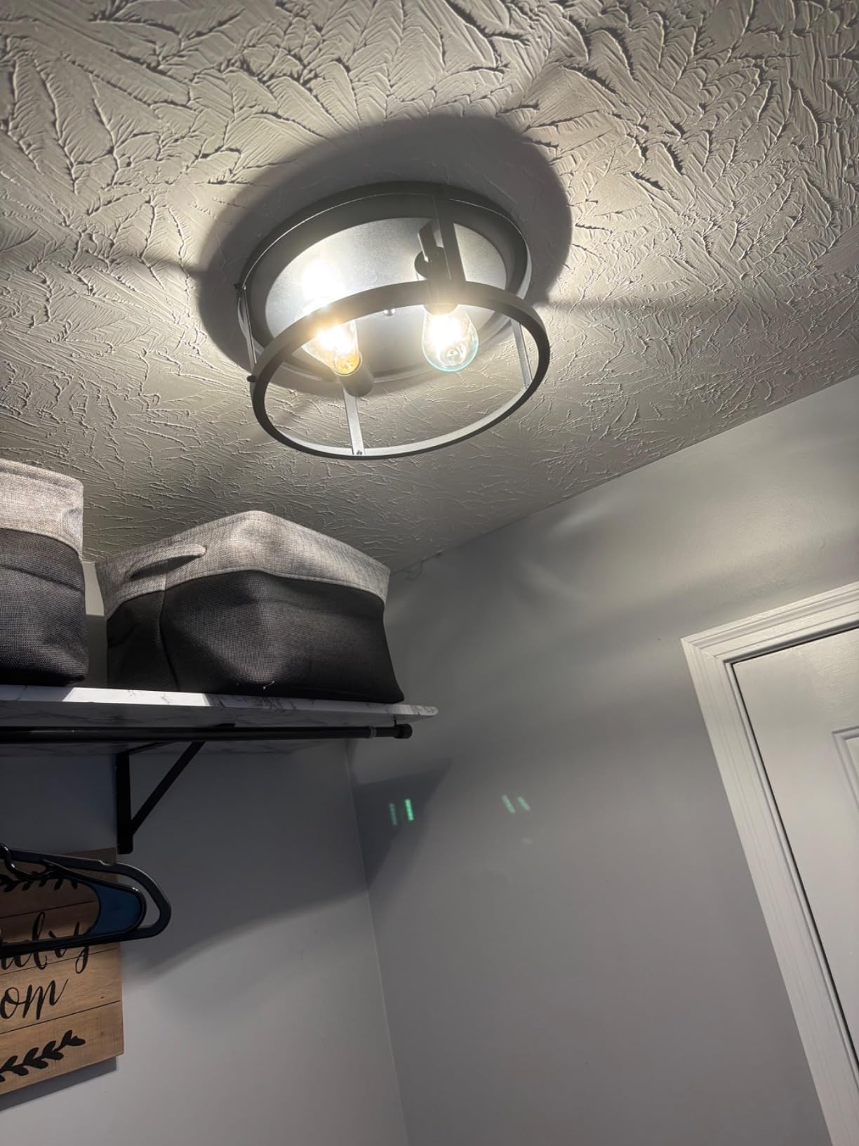 3-Light Semi Flush Mount Ceiling Light, Farmhouse Black Metal Cage Fixture, Industrial Lighting for Kitchen Foyer Hallway Entryway 2 Pack customer photo 1