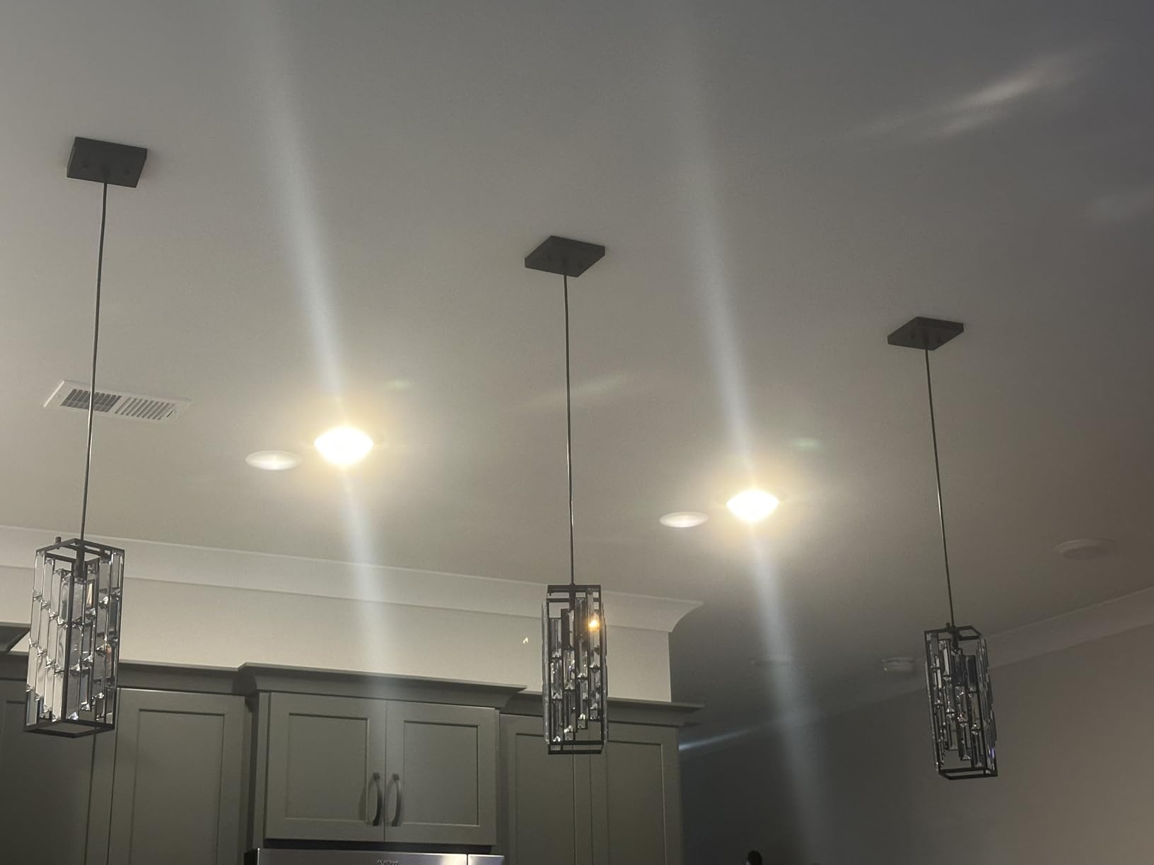 Chrome Pendant Lighting Modern Pendant Light, Mini Crystal Chandeliers,Adjustable Pendant Light Fixture for Kitchen Island Dinning Room Bedroom (3 Pack) customer photo 1