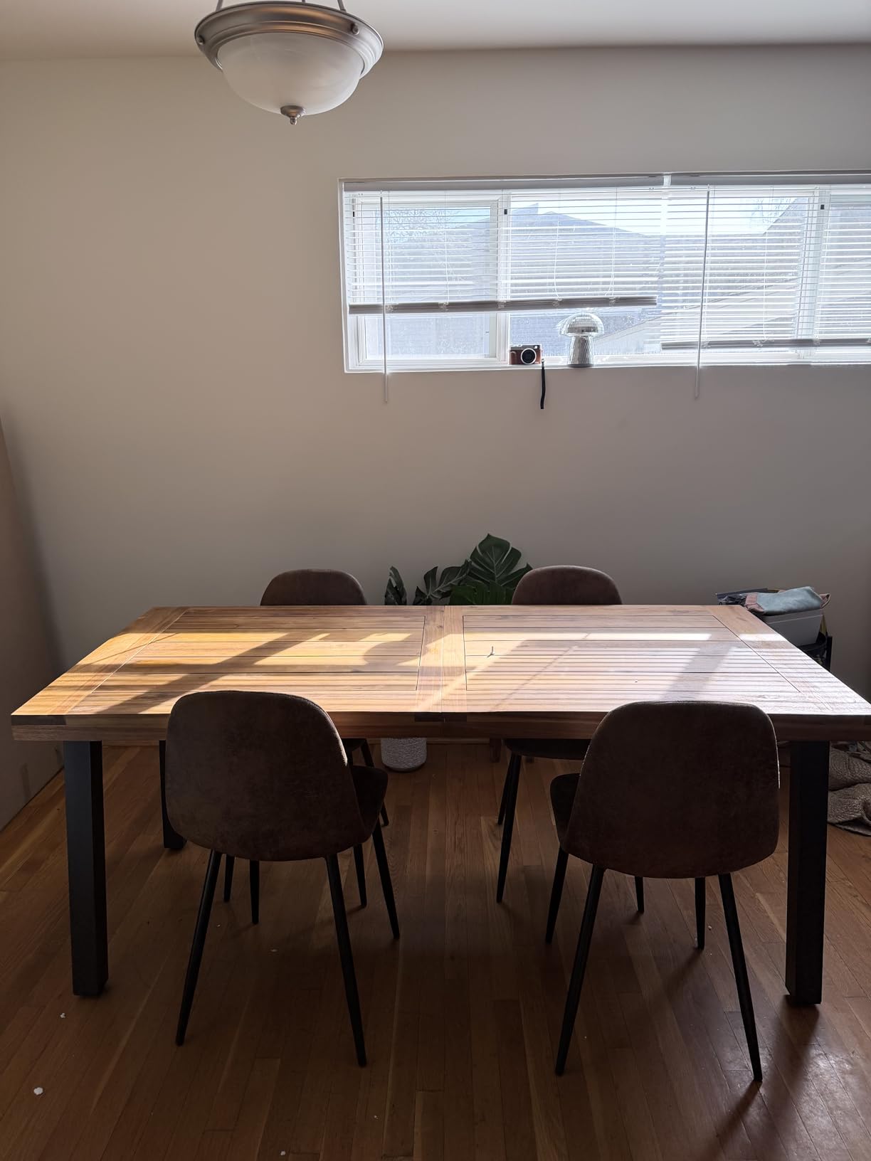 Devoko 6 Person Acacia Wood Dining Table for Kitchen,Natural customer photo 2
