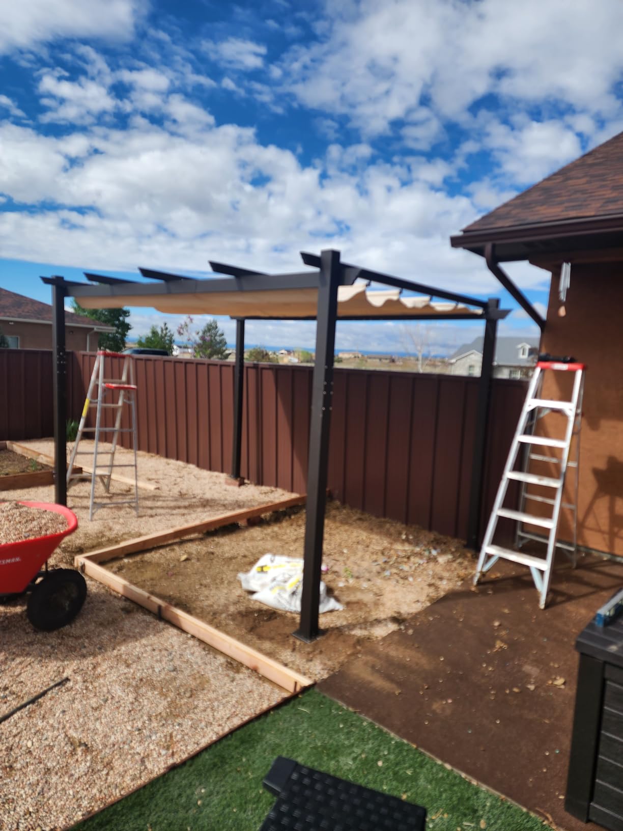PURPLE LEAF Patio Pergola 10' x 13' Retractable Canopy Metal Frame, White customer photo 2