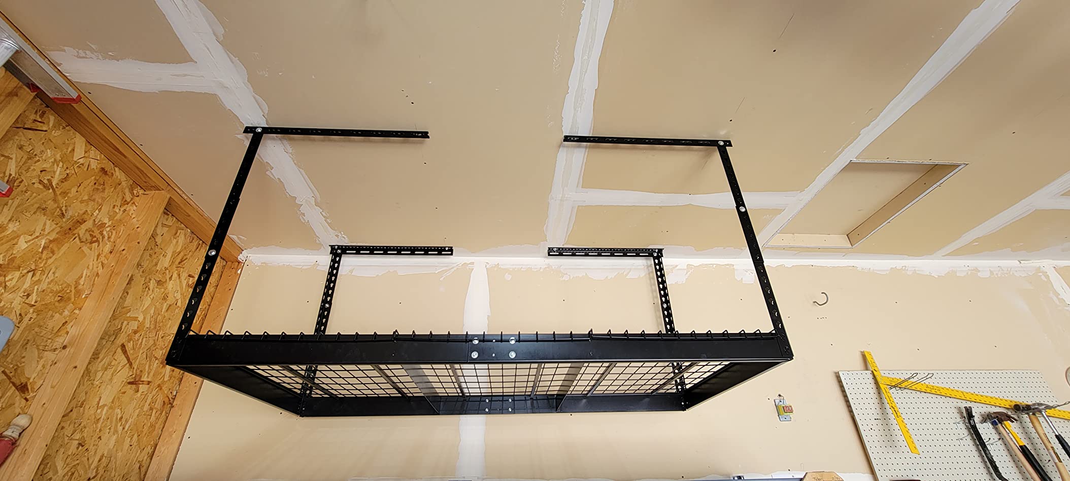VEVOR Overhead Garage Storage Rack, 3x6 Garage Ceiling Storage Racks, Heavy Duty Adjustable Cold Rolled Steel Racks for Garage Storage, Organization, 550 lbs Load Capacity, 22''-40'', Black customer photo 2
