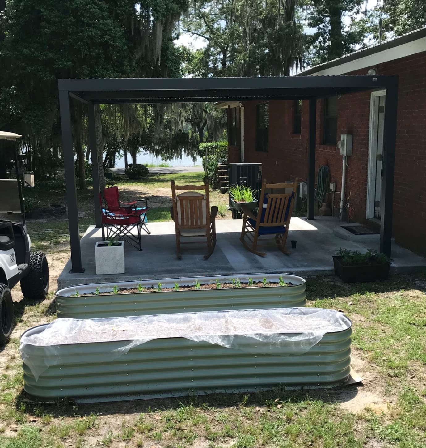 PURPLE LEAF Louvered Pergola 12' x 14' 94AS All-Aluminum Rustproof Gray customer photo 1