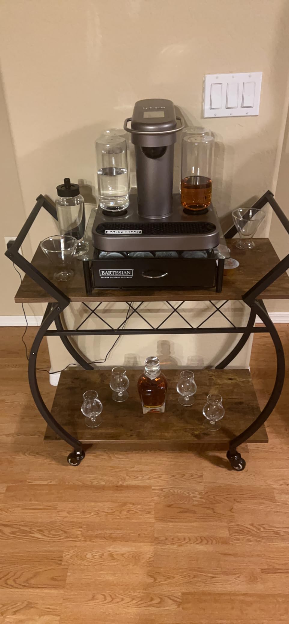 LVB Black Bar Cart with Wheels, Industrial Wine Cart with Storage for Home customer photo 1