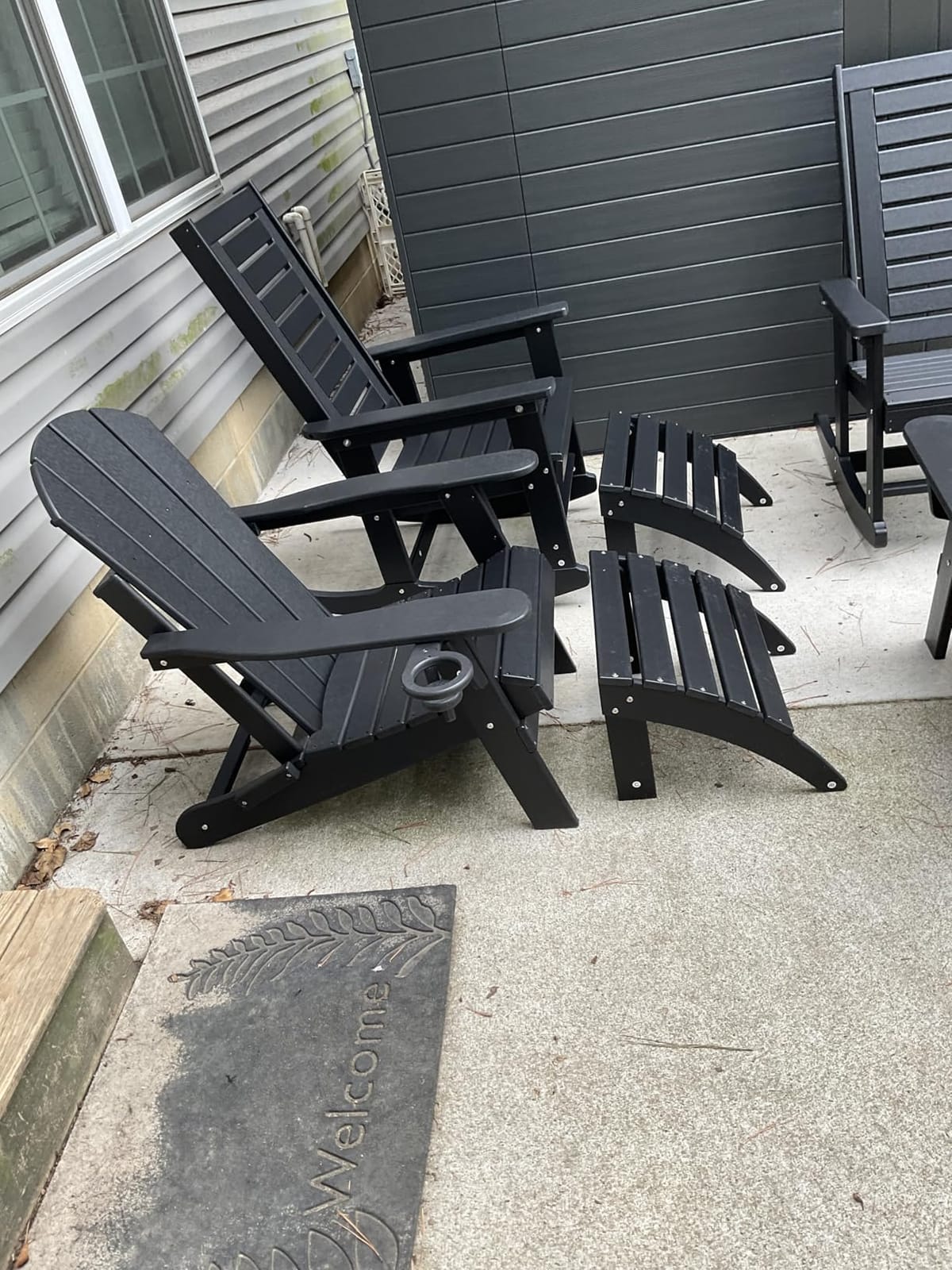 GREENVINES Folding-Adirondack-Chairs Set of 2, HDPE All Weather, Blue | Hidden Cup Holder | 5” Wide Armrests | Foldable Fire Pit Chair | Reclined Legs | Low Maintenance for Outdoor Patio Deck customer photo 2