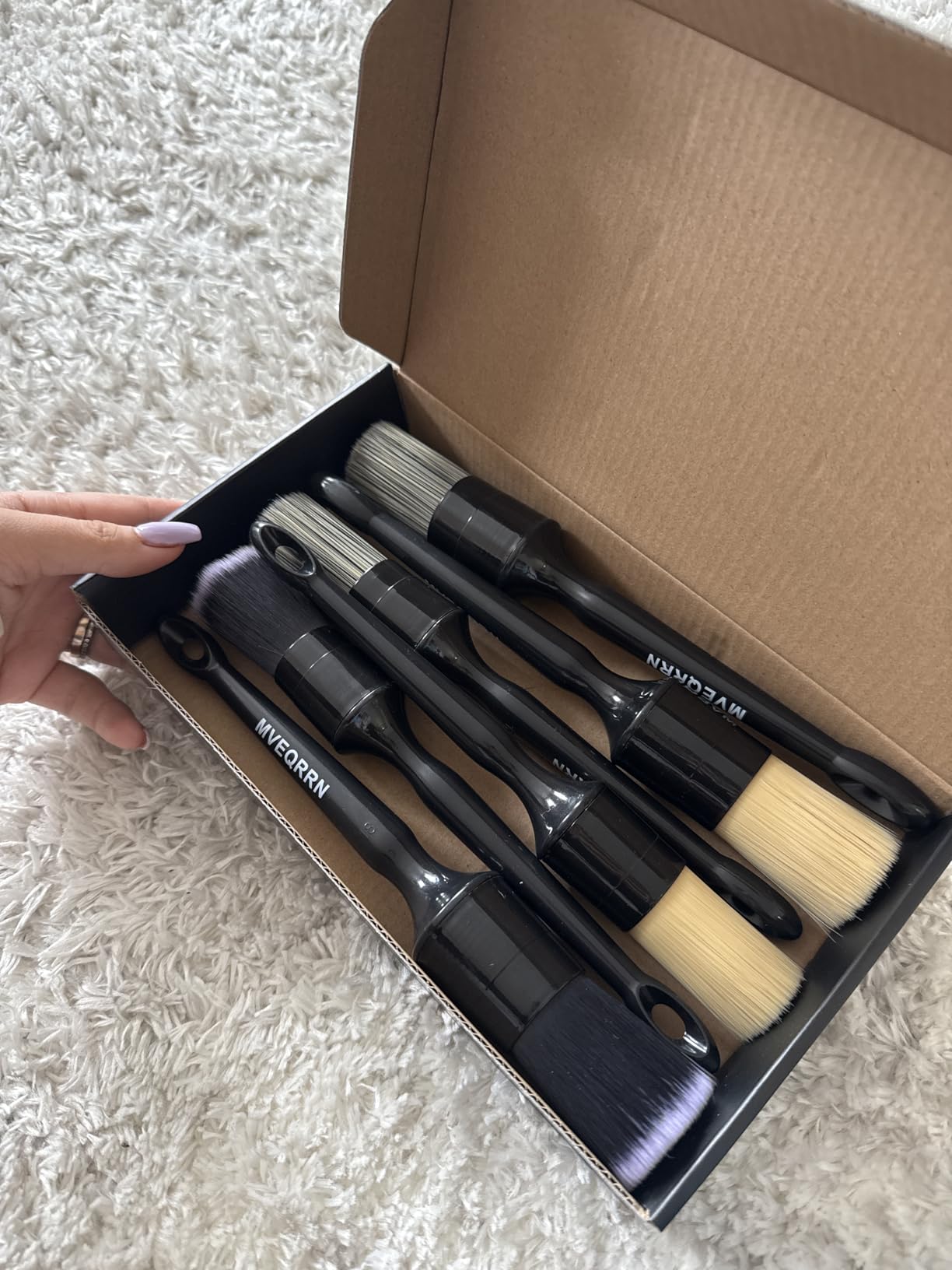 MVEQRRN 6 Pcs Car Detailing Brush Set, Boars Hair & Soft Cleaning Brushes customer photo 1