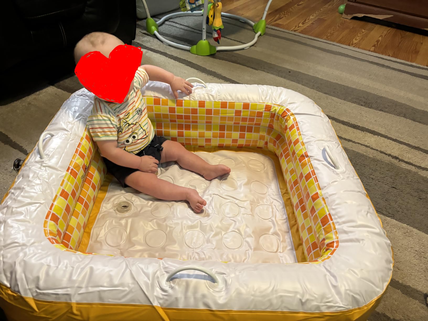 3-in-1 Premium Inflatable Kiddie Pool, Ball Pit & Tanning Pool, Soft Cushioned Floor, Handles, Drain, Shallow Rectangular Blow Up Swimming Pool for Kids, Small Backyard Tanning Pool - 65