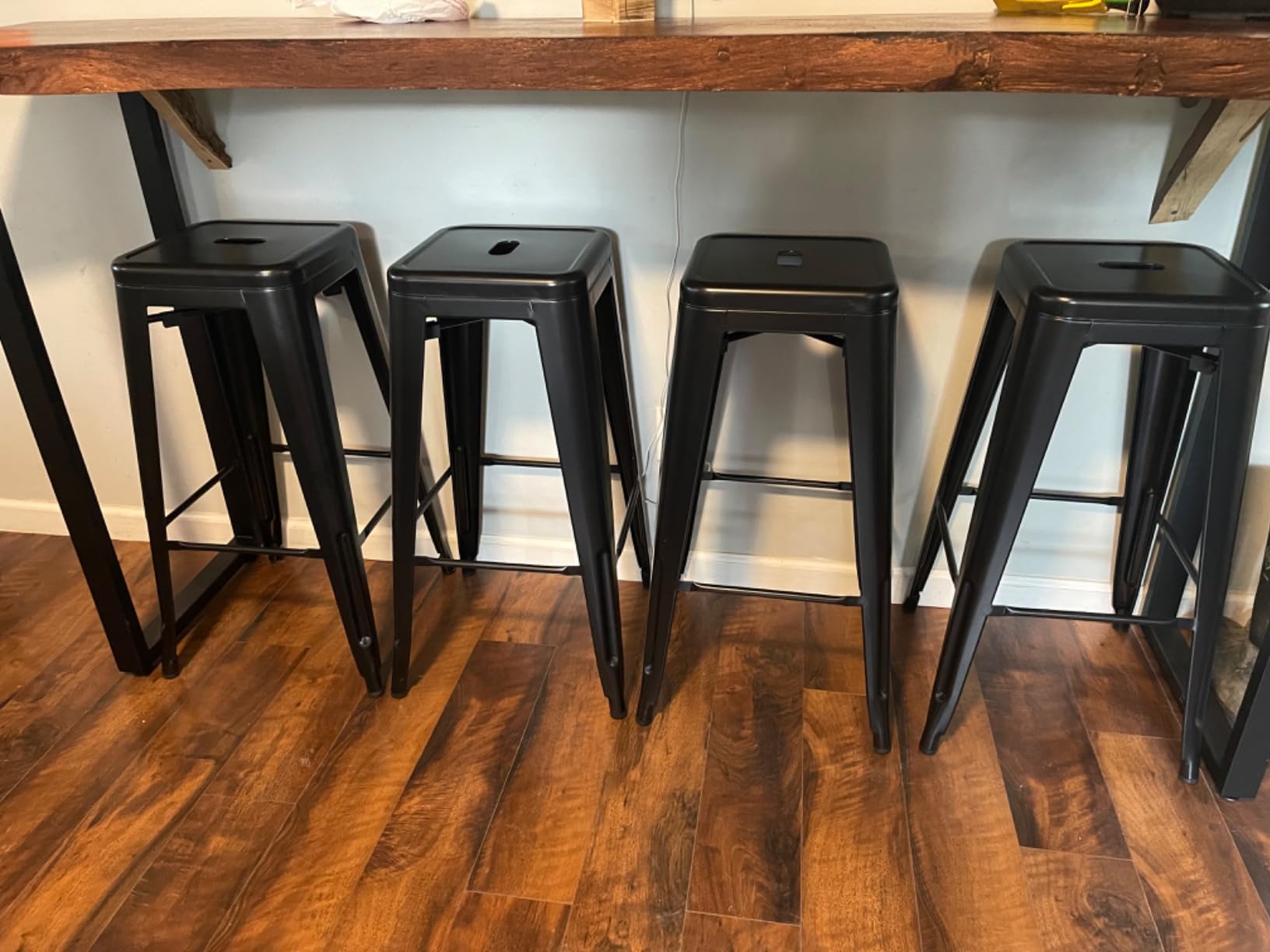 Furmax 30 Inch Metal Bar Stools Set of 4, Counter Height Stools, Industrial Bar Chairs Patio Stool Stackable Stool for Kitchen/Dining Room/Indoor Outdoor(Dark Black, 30'' Backless) customer photo 1