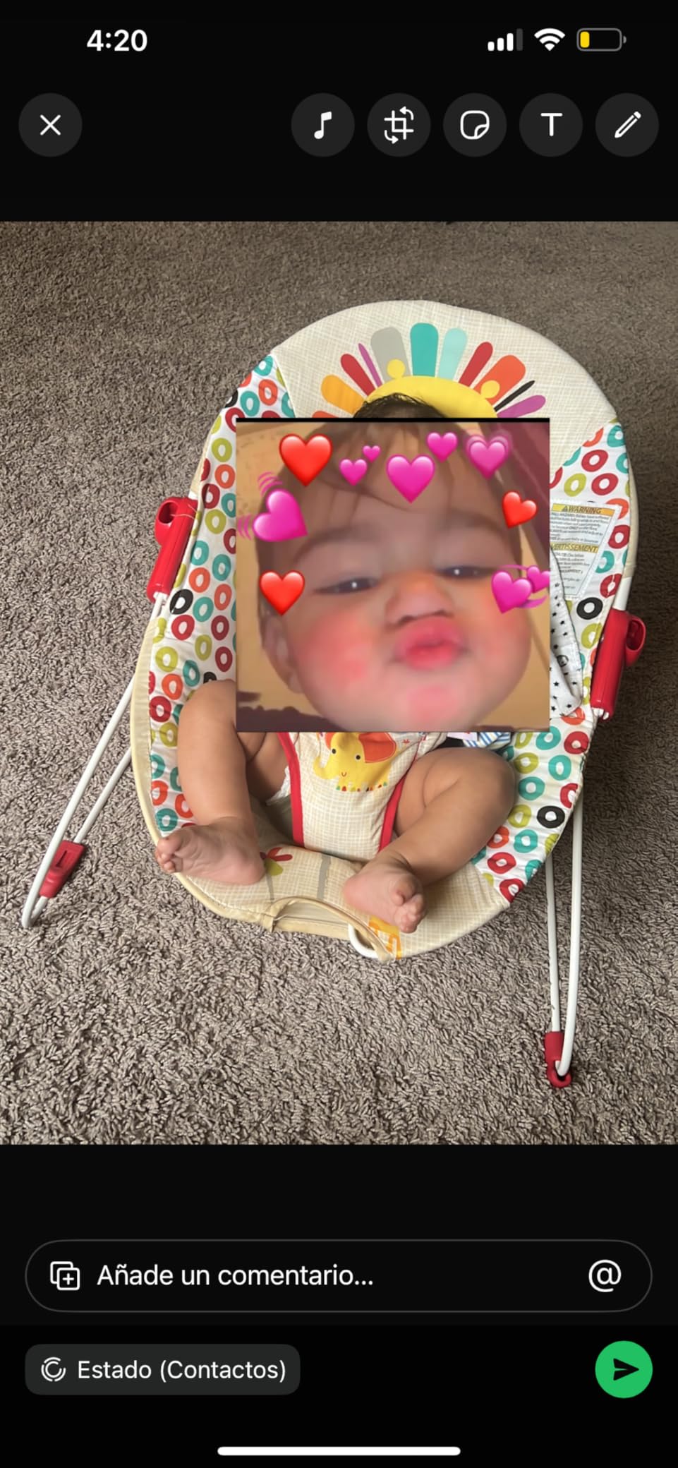 Bright Starts Pink Paradise Portable Baby Bouncer with Vibrating Infant Seat and -Toy Bar, Max Weight 20 lbs., Age 0-6 Months customer photo 2