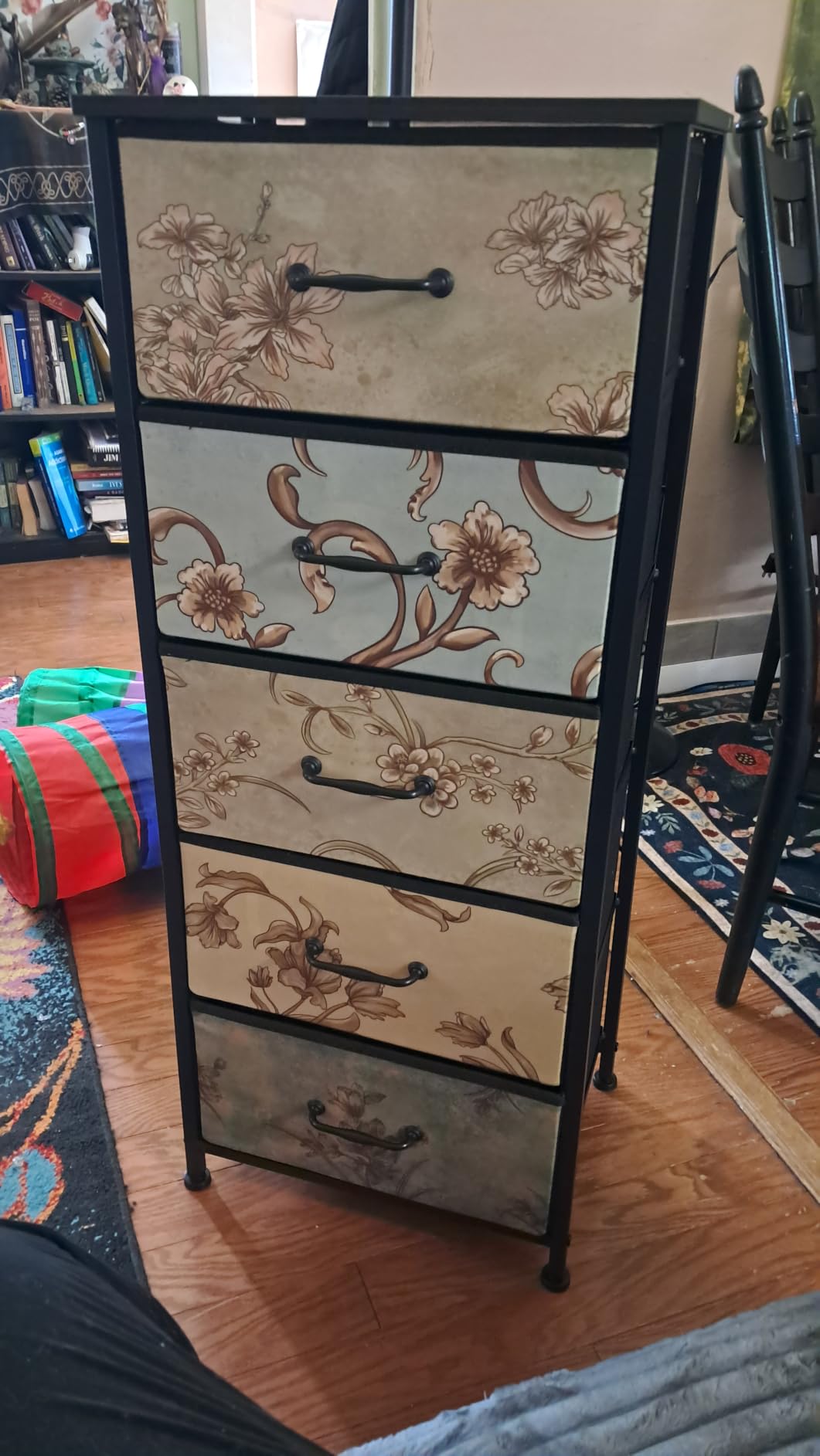 Furnulem 4 Drawer Dresser, Vintage Nightstand, Fabric Chest of Drawers customer photo 1