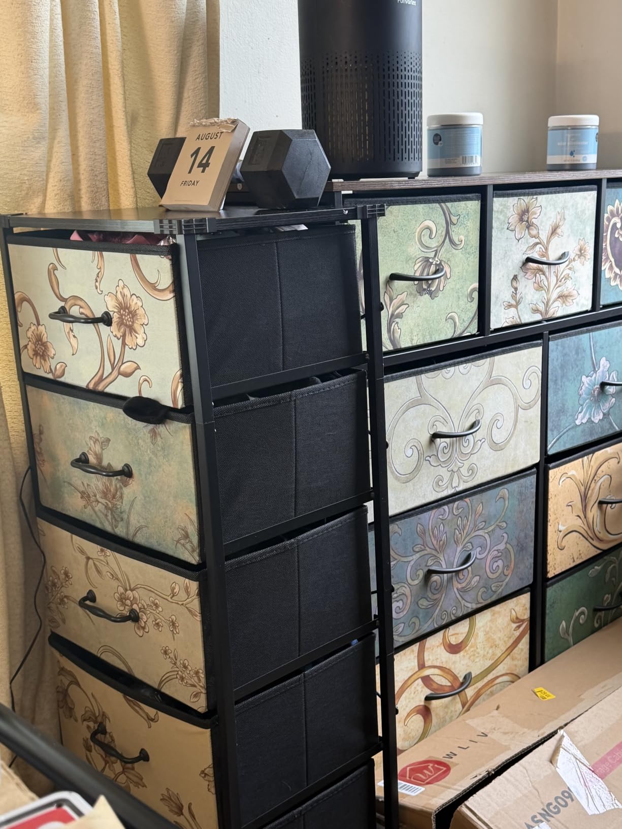 Furnulem 4 Drawer Dresser, Vintage Nightstand, Fabric Chest of Drawers customer photo 2