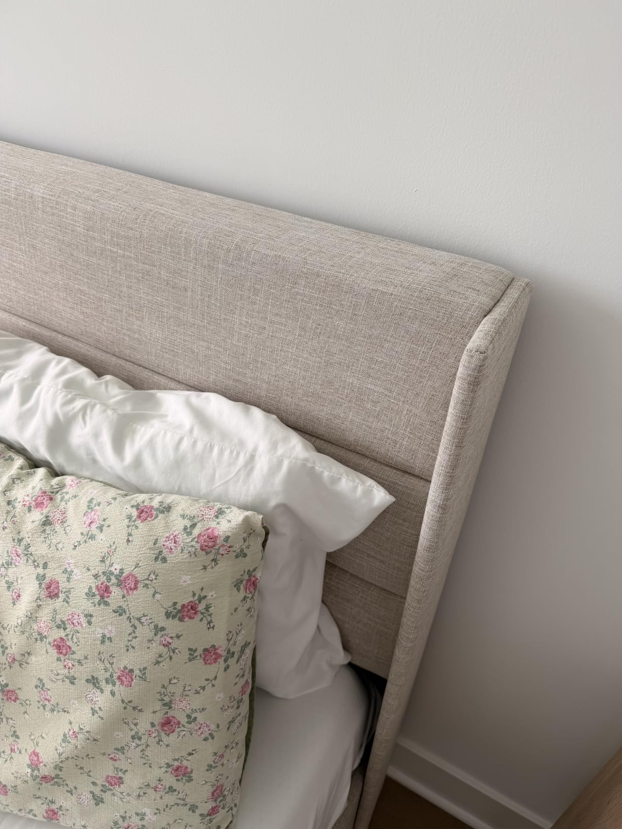 Allewie Queen Size Lift Up Hydraulic Storage Bed Frame Light Beige | Modern Wingback Headboard, Hydraulic Support Storage, No Box Spring Needed customer photo 1