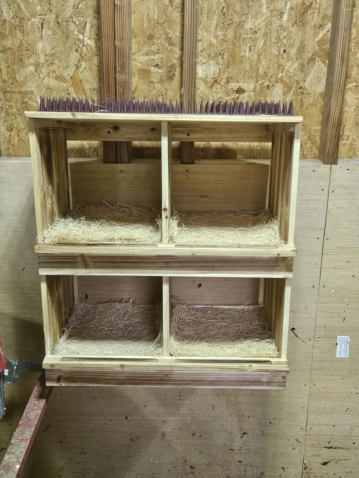 Nesting Boxes for Chickens - Wooden Chicken Nesting Box for Poultry Heavy Duty 4 Compartments Laying Eggs Nest Box Wall Mount for Chickens, Hens, Ducks customer photo 2