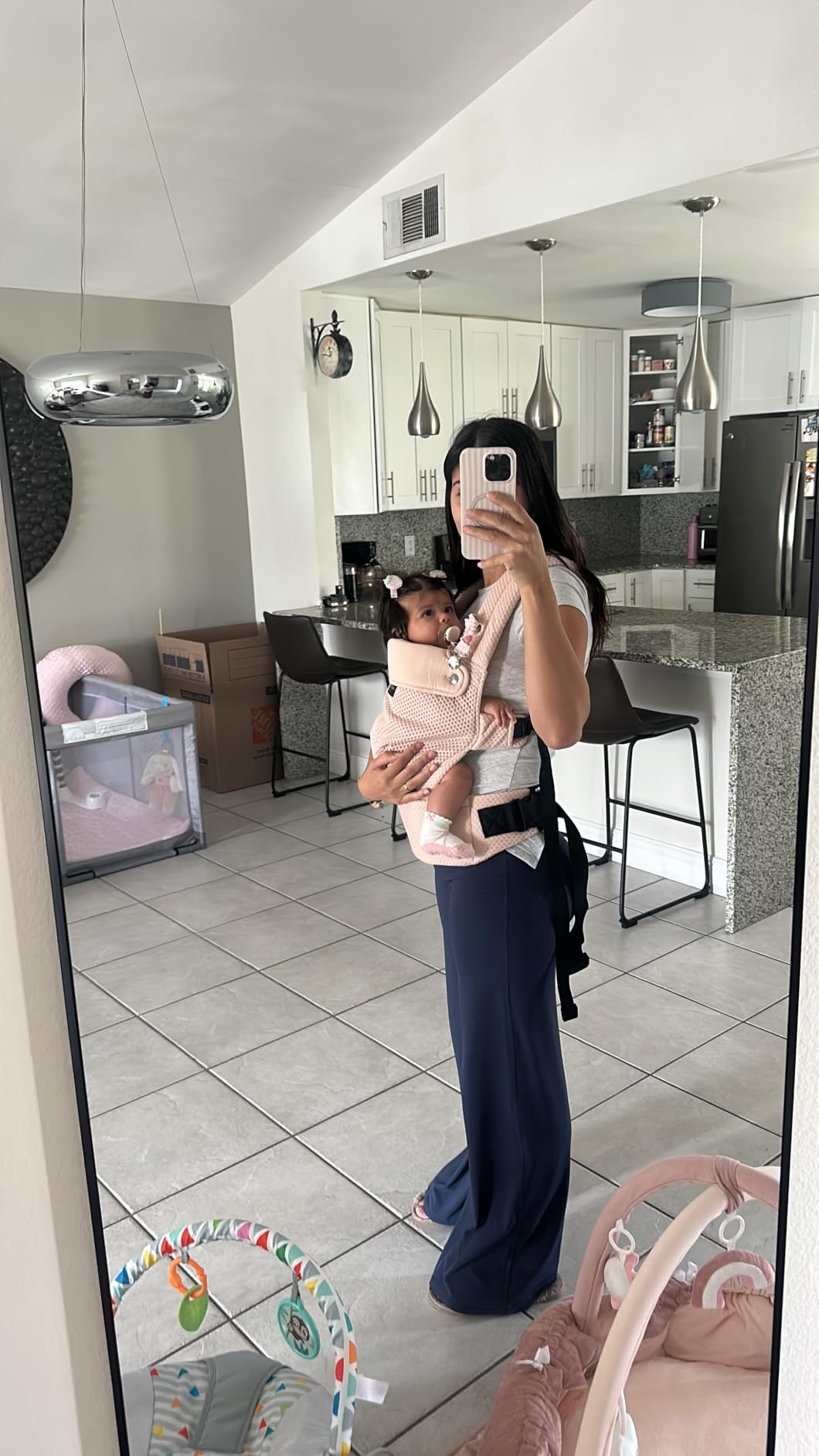Momcozy PureHug Baby Carrier - Ergonomic, Cozy and Lightweight for 7-45 lbs | Easy to Put On for Baby 3-24M, Hip-Healthy, 3D EVA Lumbar Support, X-Straps for Even Weight Distribution, 100% Cotton, Black customer photo 1