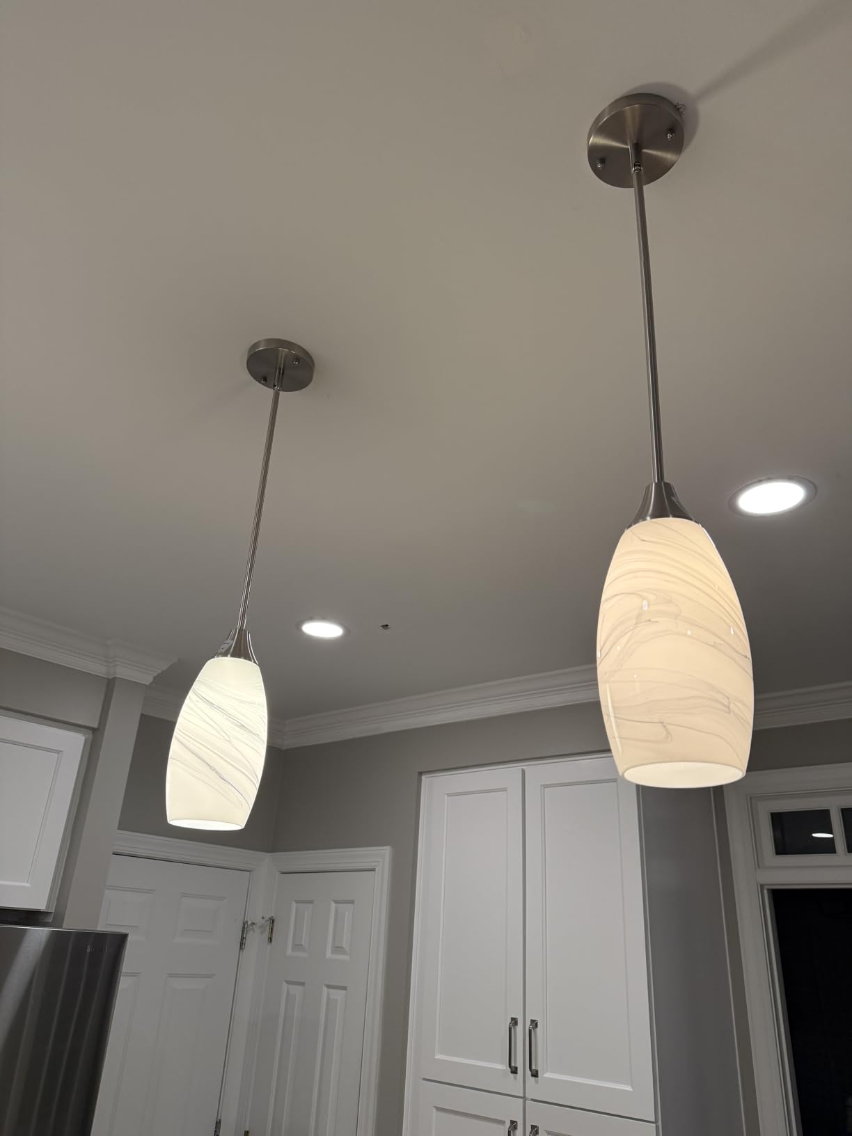 EDISHINE Pendant Light Kitchen Island Grey Marble Glass Brushed Nickel customer photo 1