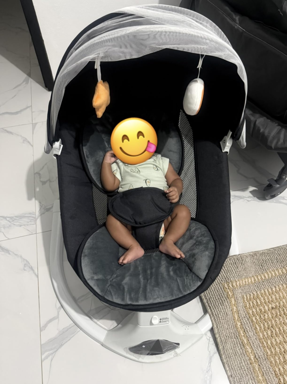 Electric Baby Swing with Remote Control,5 Speeds&Portable&Cozy(0-12M,Grey) customer photo 2