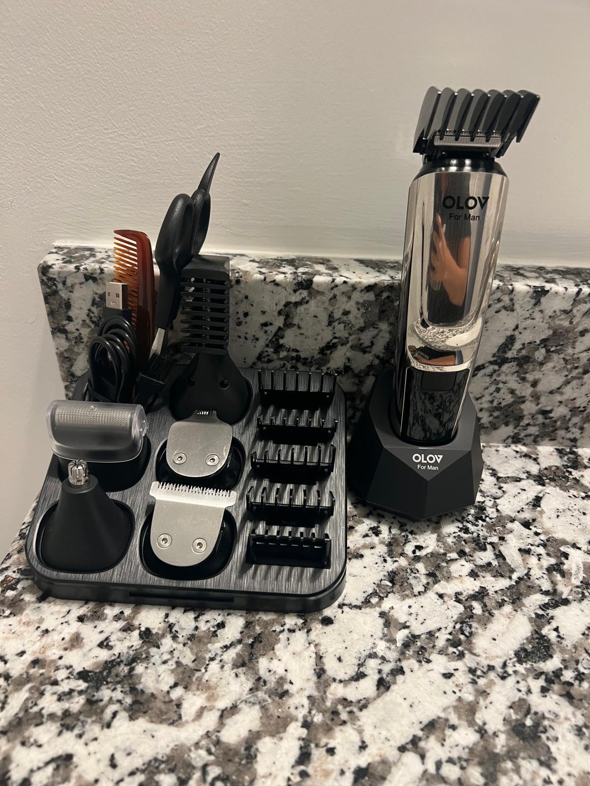 OLOV For Man Beard Trimmer, 21 Piece All-in-One Mens Grooming Kit and Hair Clipper, Nose, Ear,Body and Face, Electric Razor with USB Recharge Dock customer photo 1