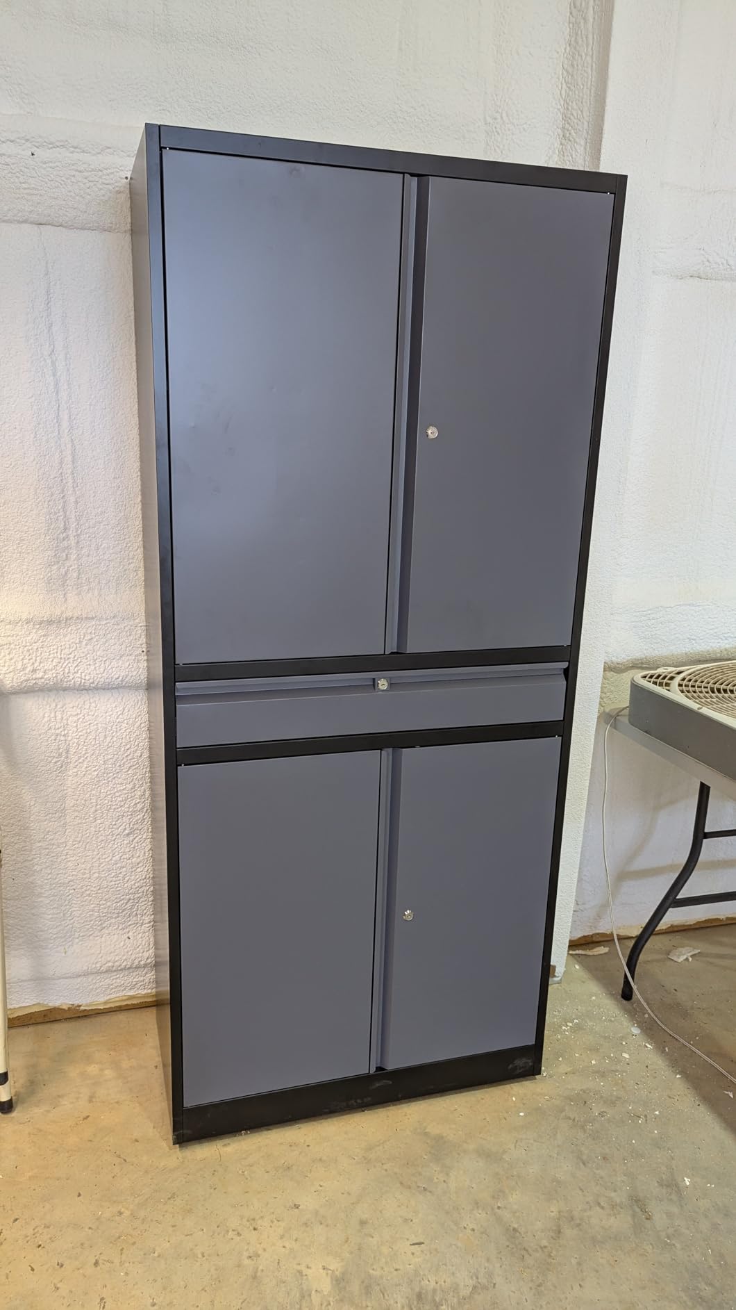 Letaya Metal Garage Storage Cabinet with Drawer,4 Door Tool Cabinet with Lock-2 Adjustable Shelves for Garage Home Office Utility Room (Black) customer photo 2