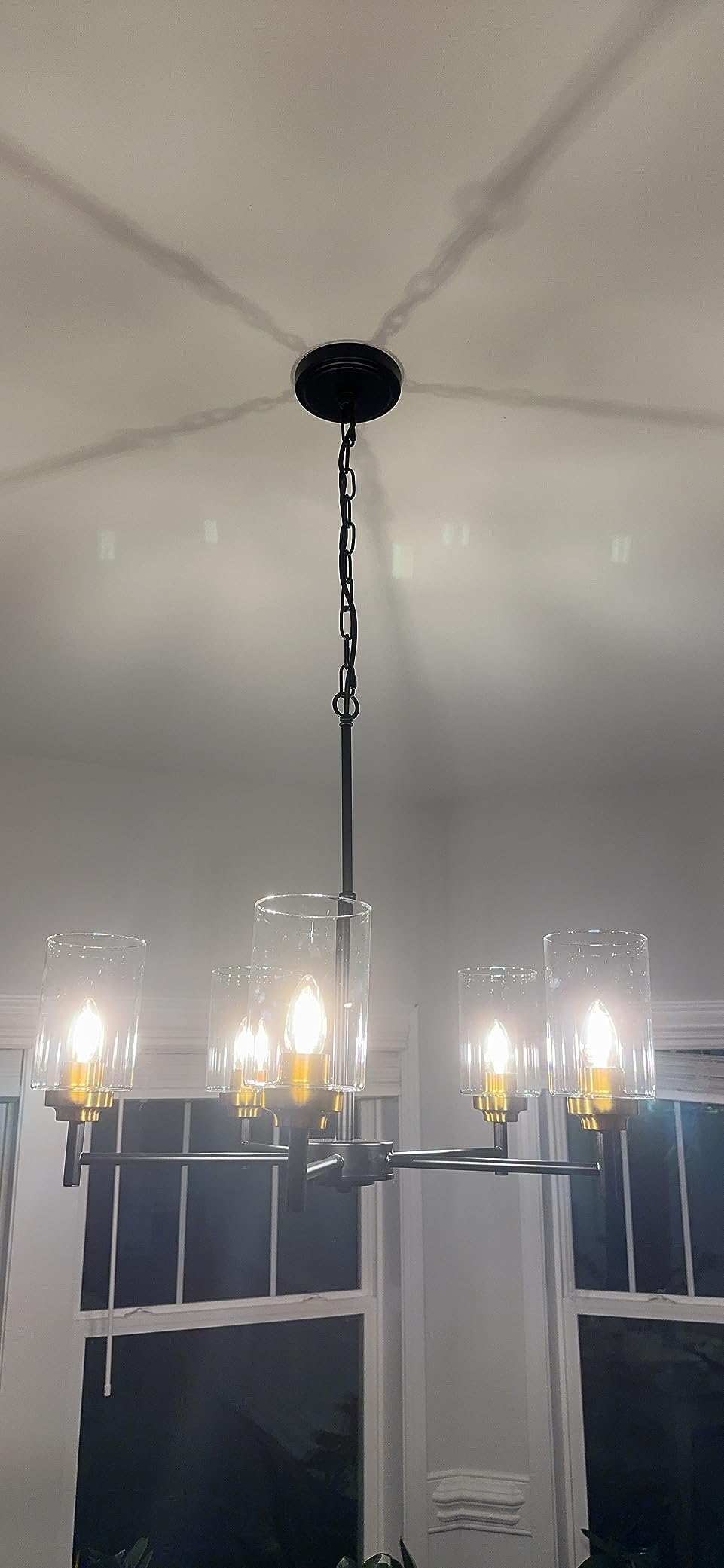 Kitchen Island Lighting, Linear Chandeliers Rectangle Pendant Light Fixtures for Dining Room Farmhouse Hanging Light with Glass Shades (Gold, 3 Lights) customer photo 2