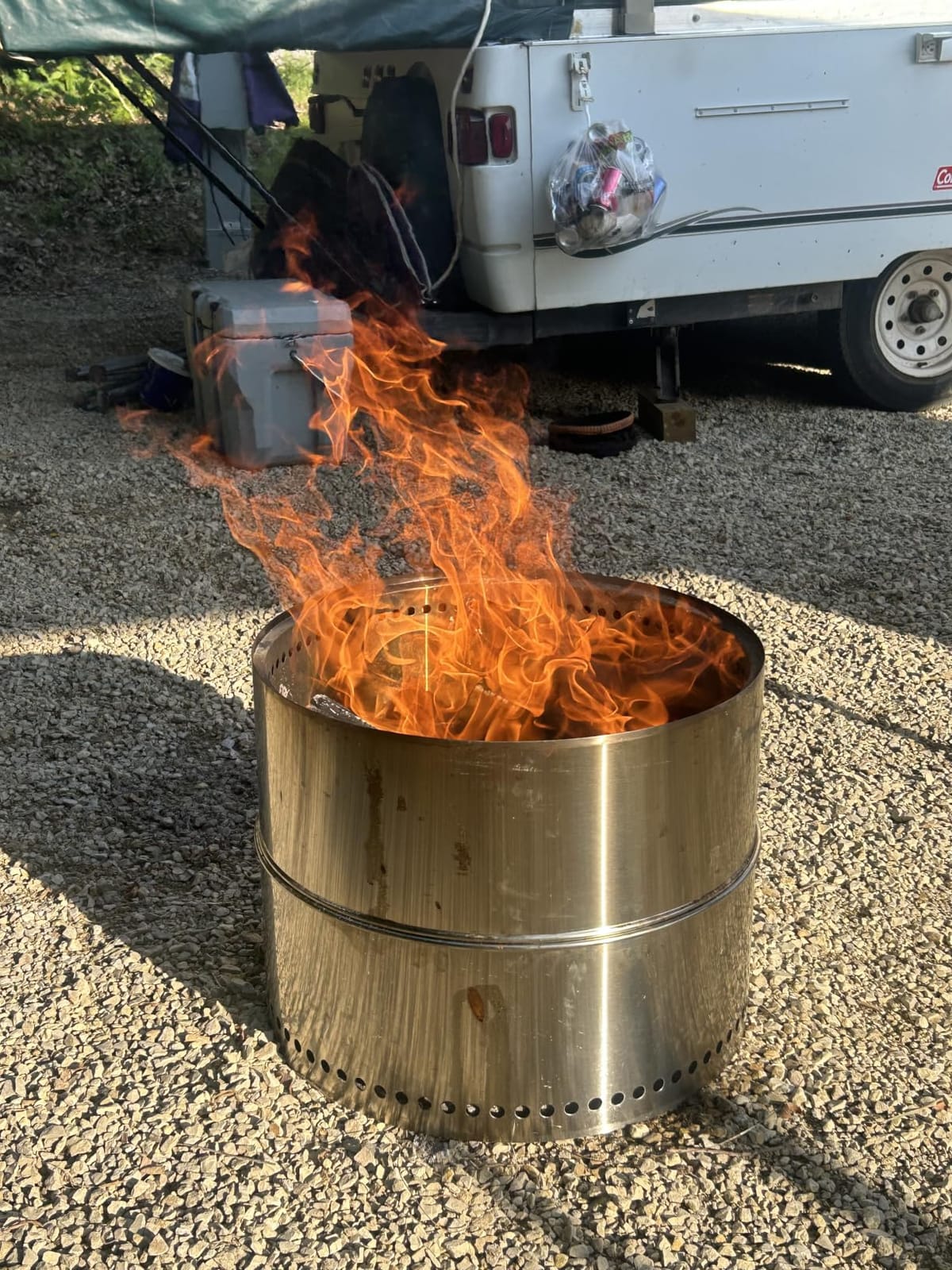 HGD 20 inch Smokeless Firepit Outdoor, Portable Smokeless Fire Pit for Camping with Travel Bag, Stainless Steel Wood Burning Stove for Backyard & Patio, Easy Setup & Compact Storage customer photo 1