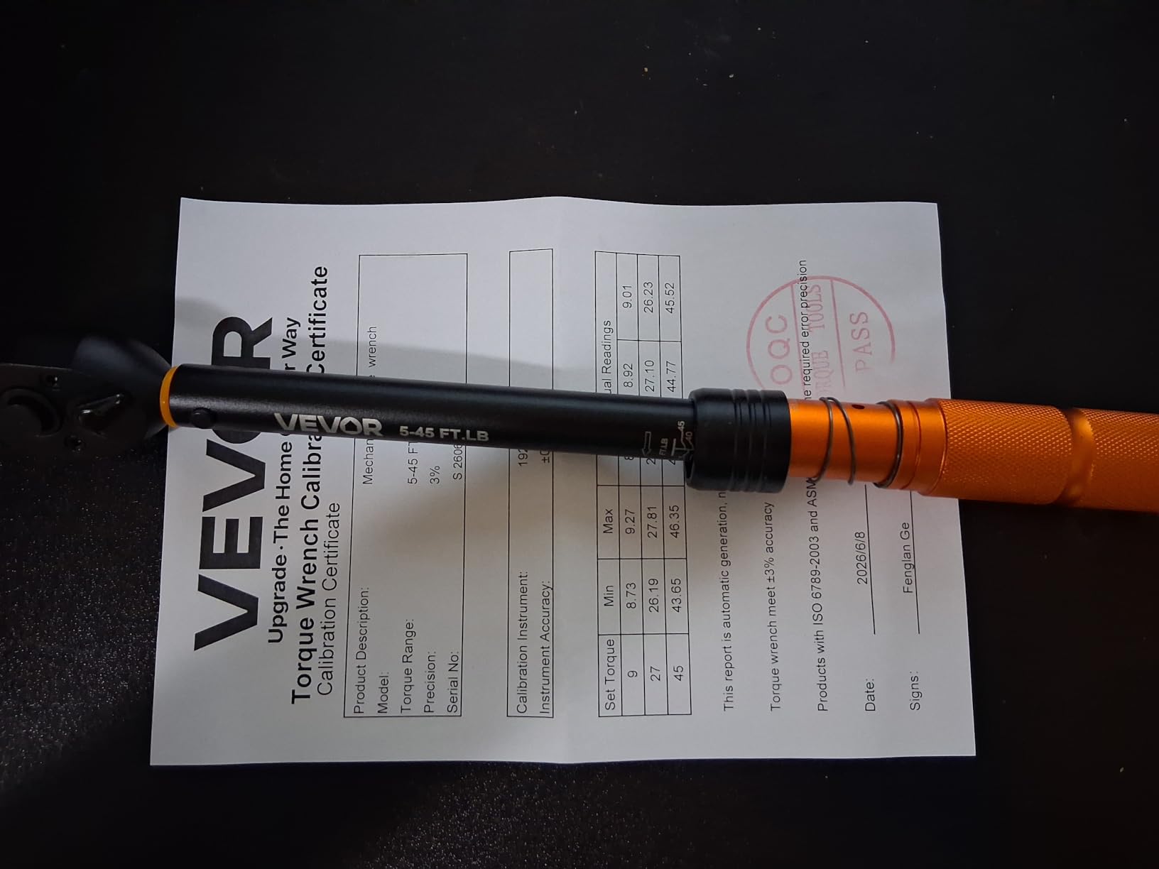 VEVOR 1/2-inch Drive Click Torque Wrench 25-250ft.lb/34-340n.m, Dual-Direction Adjustable Torque Wrench Set with Mechanical Dual Range Scales and Adapters Extension Rod customer photo 1