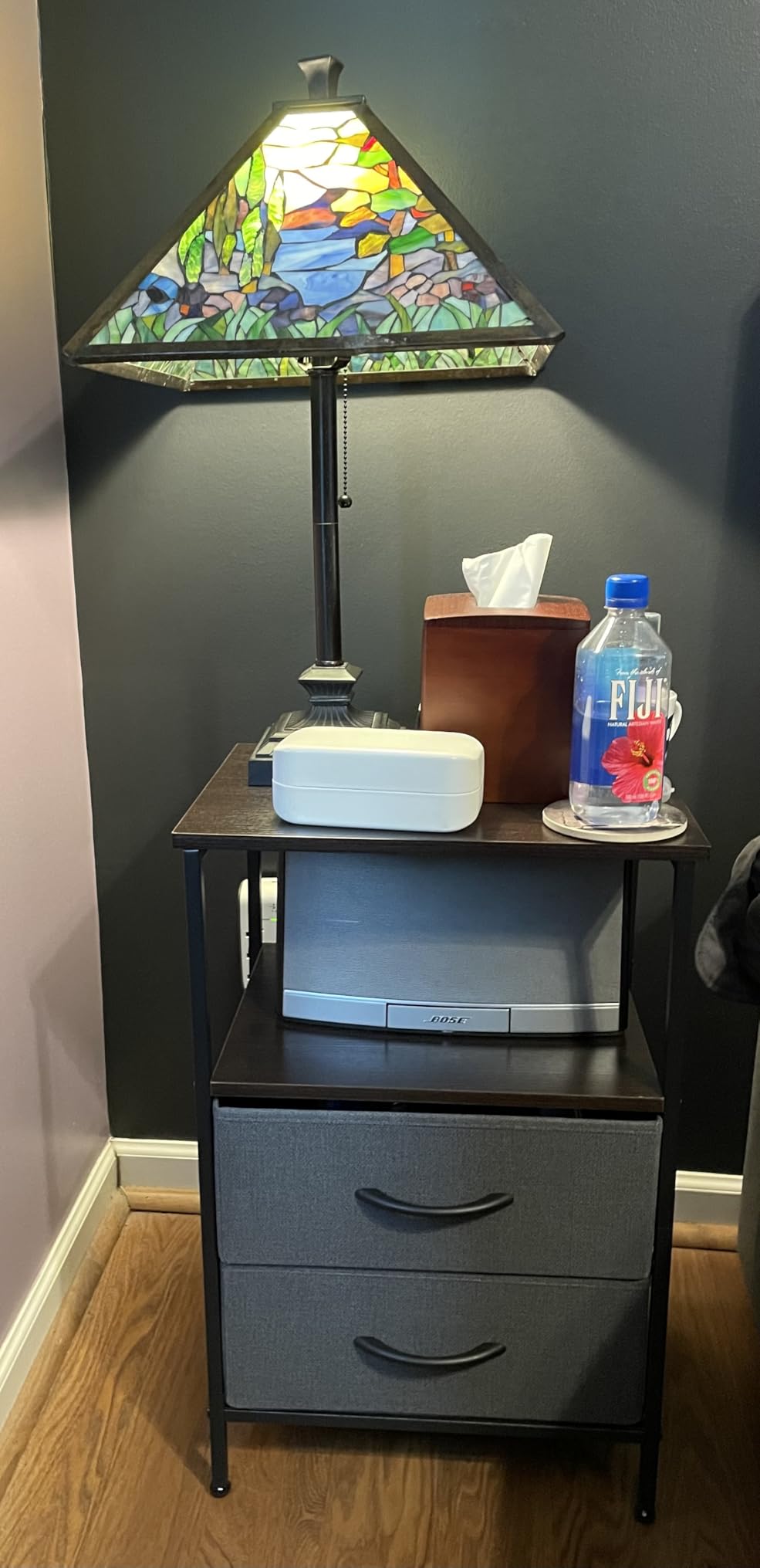 Huuger Nightstand with Charging Station, 27.6 Inch Bedside Table,Side Table customer photo 2