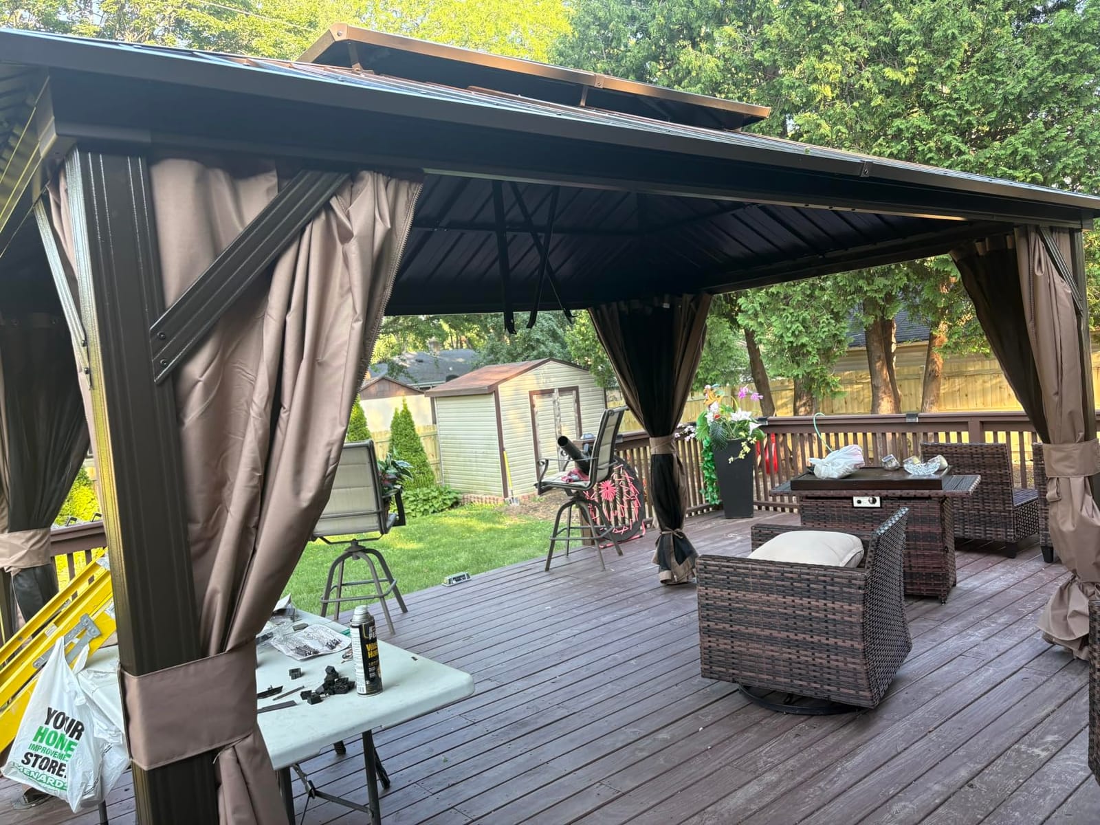 Domi 10x12 Outdoor Hardtop Gazebo, Metal Gazebo for Patios, Brown customer photo 1