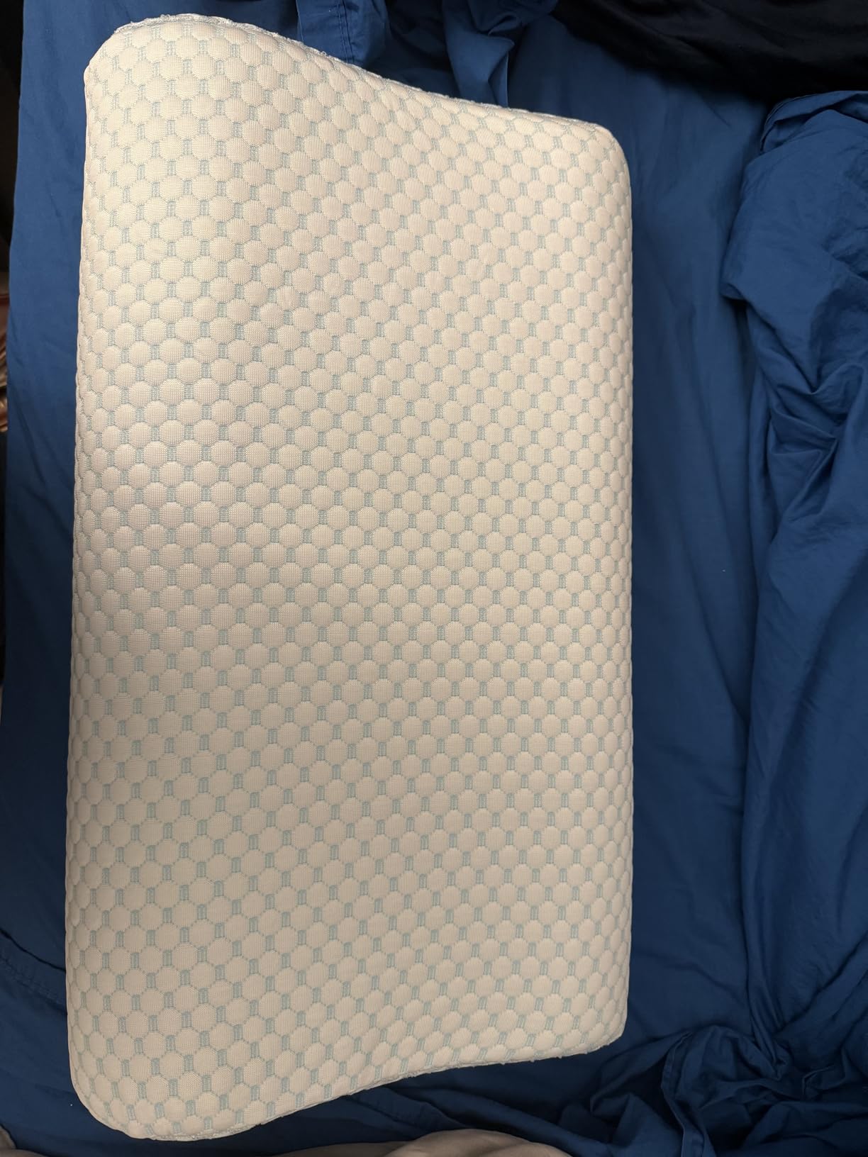 Cervical Pillow for Neck Pain Relief, Contour Memory Foam Pillows for Sleeping, Ergonomic Pillow Cooling Pillow Bed Pillow Neck Support for Side Back Stomach Sleepers (Blue, Queen Size) customer photo 1