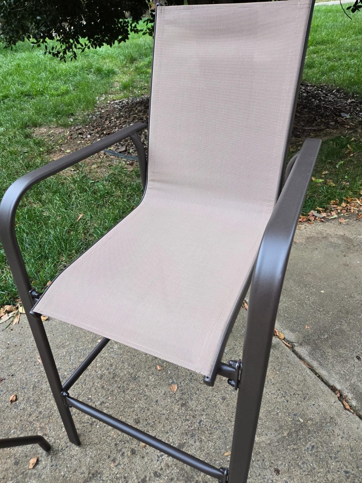 Tangkula 3 Pieces Outdoor Patio Bar Set, Outdoor Bistro Set with 2 Bar Stools and 1 Tempered Glass Bar Table, Bar Height Patio Table and Stools Set for Backyard, Garden, Lawn (Coffee) customer photo 1