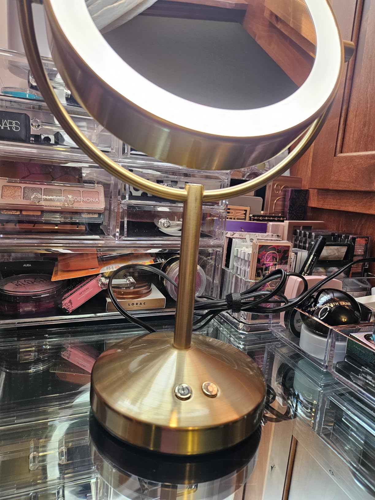 Conair LED Vanity Mirror, Double-Sided, 10x Magnification, Satin Nickel customer photo 1