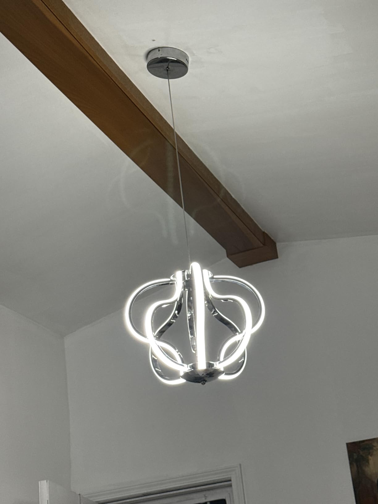 Modern Chrome LED Chandelier with Remote Control, Dimmable LED Chandelier with 3 Color Temperature,8 Lights Hanging Pendant Lights for Dining Room Foyer Entryway Kitchen Living Room customer photo 2
