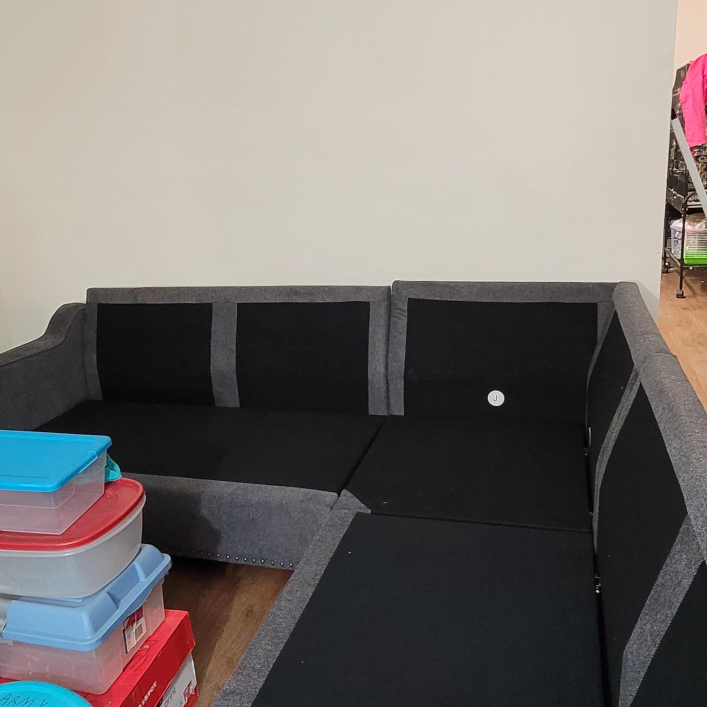 HONBAY Convertible Sectional Sofa L Shaped Couch,Velvet Black customer photo 2